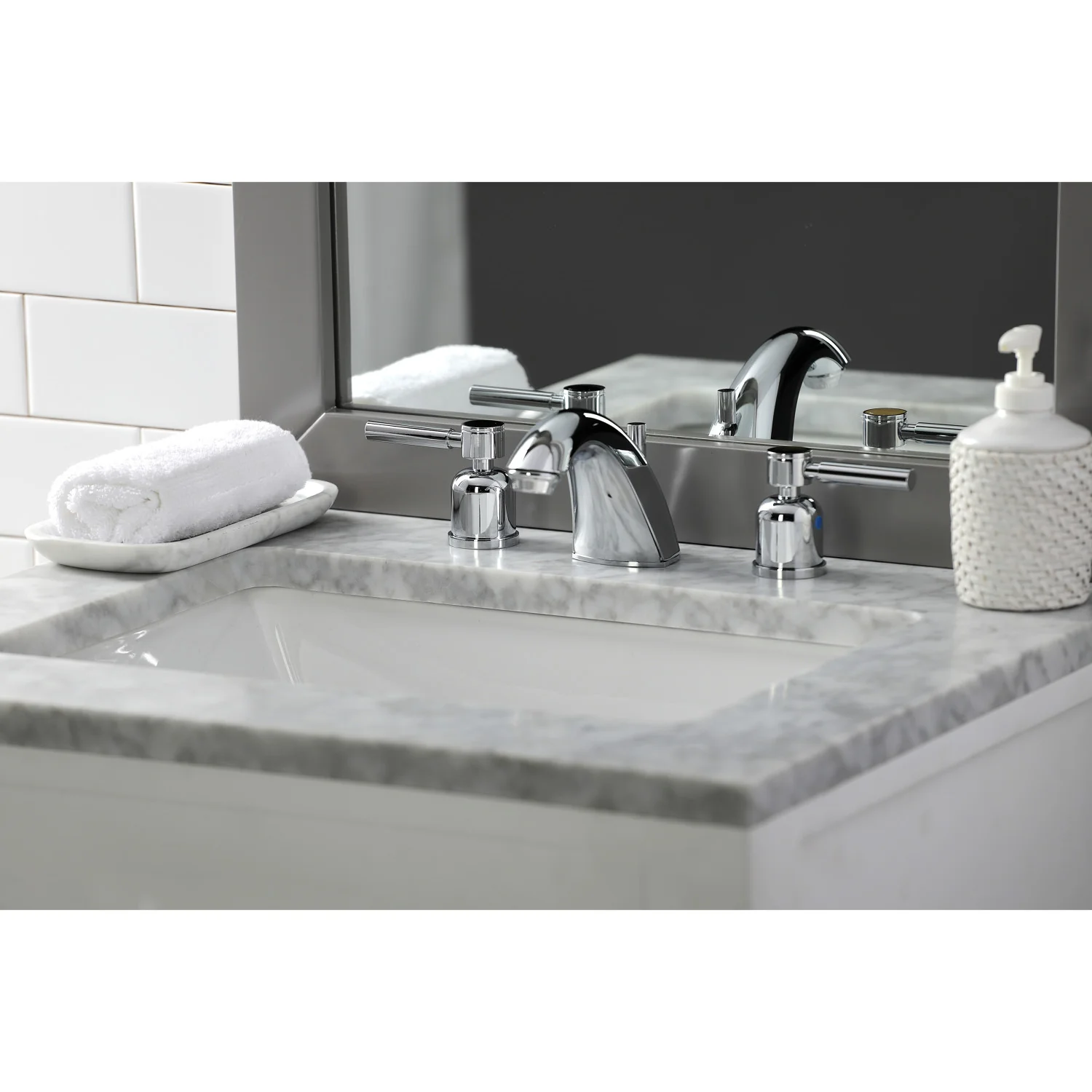 Kingston Tulare FB8951DL - Concord Two-Handle 3-Hole Deck Mount Widespread Bathroom Faucet with Pop-Up Drain, Polished Chrome - Image 6