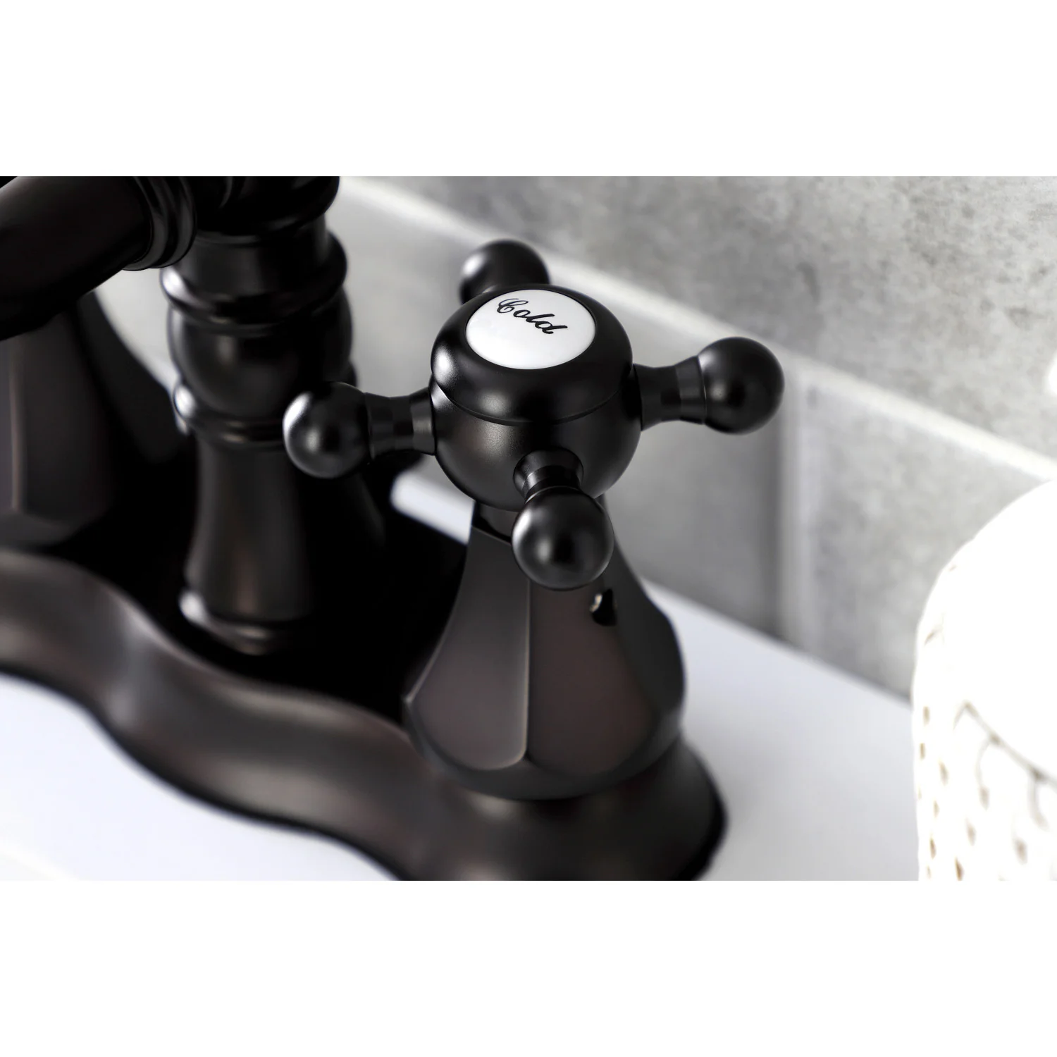 Kingston Heirloom FSC1605BX - Metropolitan Double-Handle 3-Hole Deck Mount 4-Inch Centerset Bathroom Faucet with Brass Pop-Up, Oil Rubbed Bronze - Image 3