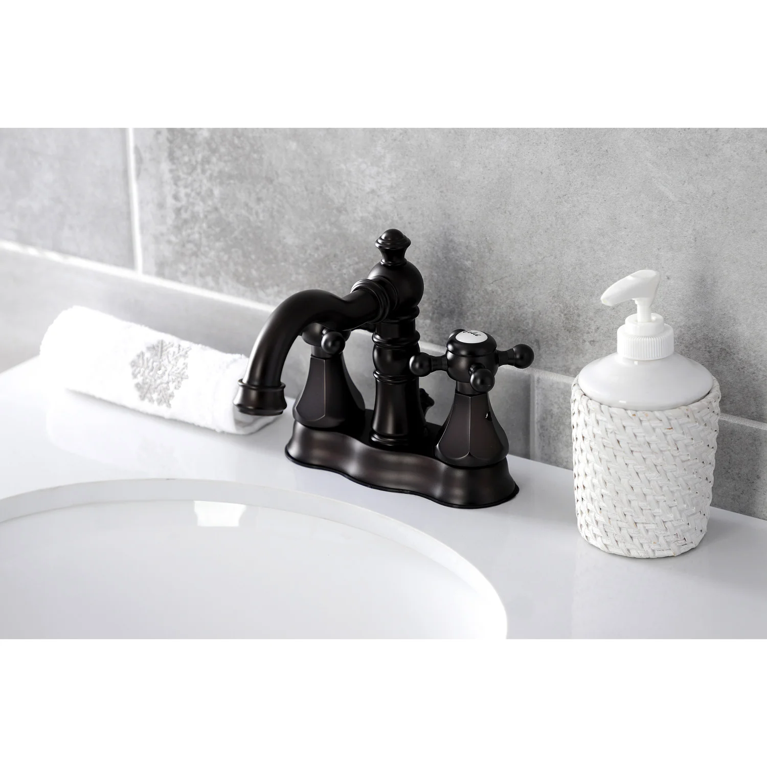 Kingston Heirloom FSC1605BX - Metropolitan Double-Handle 3-Hole Deck Mount 4-Inch Centerset Bathroom Faucet with Brass Pop-Up, Oil Rubbed Bronze - Image 4