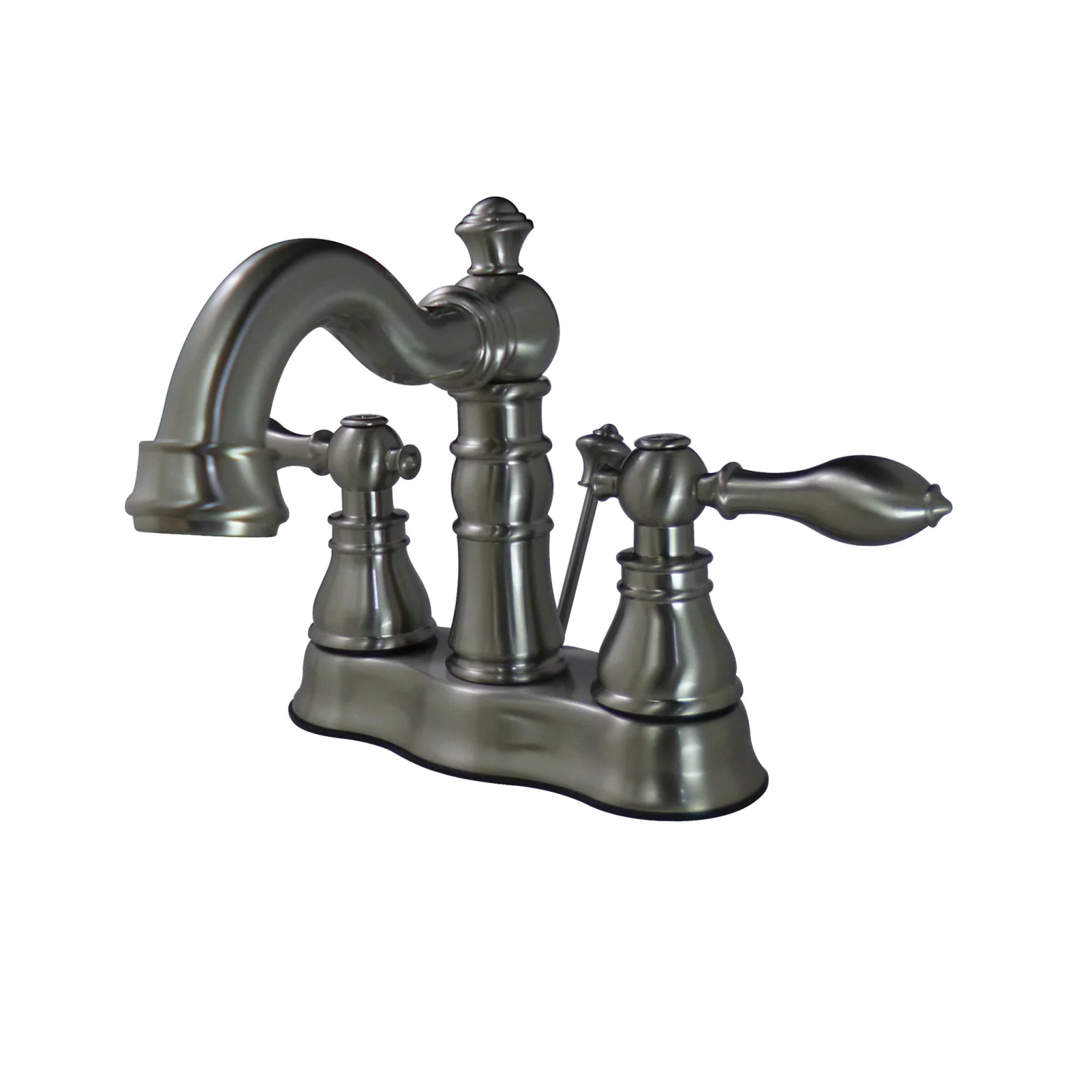 Kingston Heirloom FSC1608ACL - American Classic Double-Handle 3-Hole Deck Mount 4-Inch Centerset Bathroom Faucet with Brass Pop-Up, Brushed Nickel