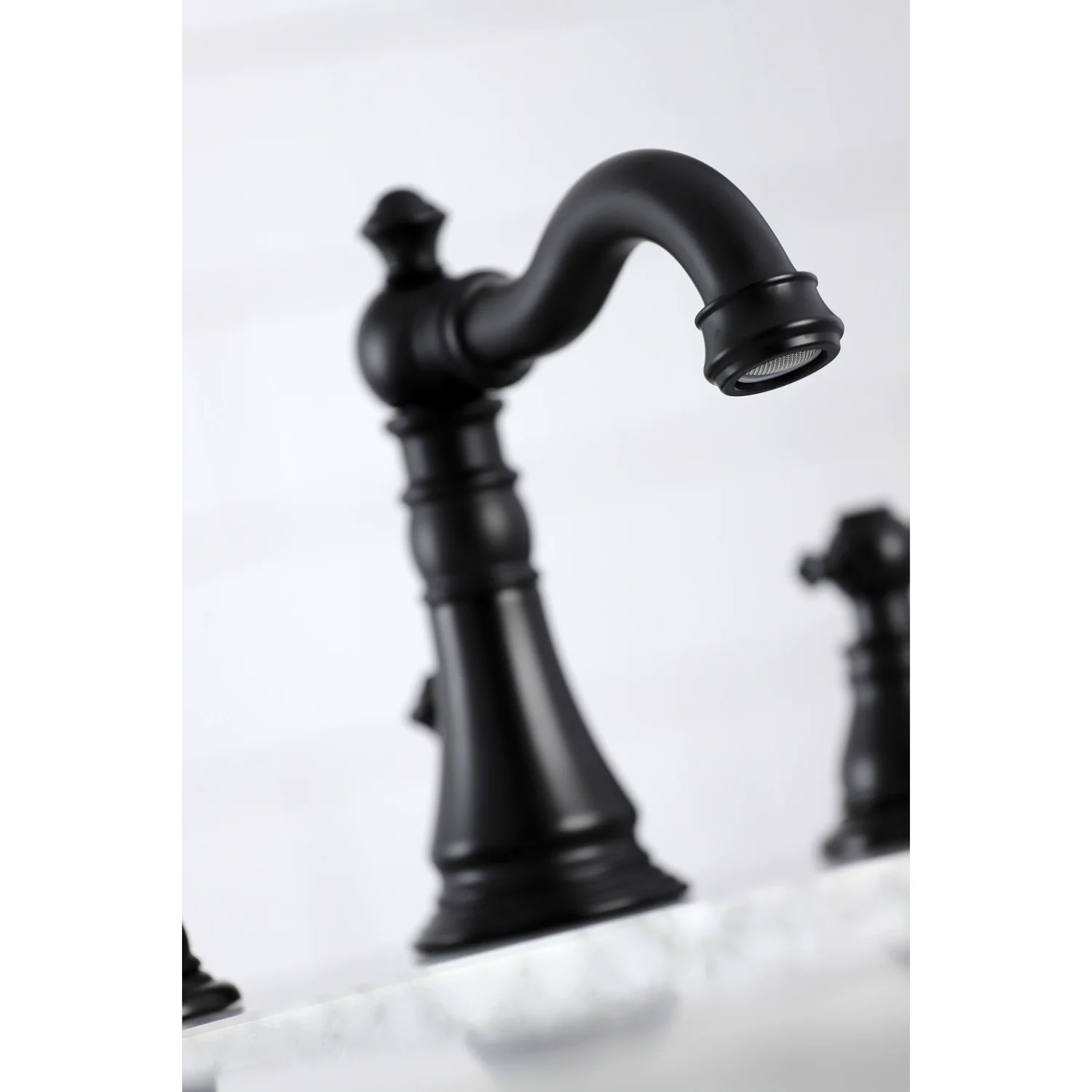 Kingston Heirloom FSC1970AKL - Duchess Two-Handle 3-Hole Deck Mount Widespread Bathroom Faucet with Brass Pop-Up, Matte Black - Image 5