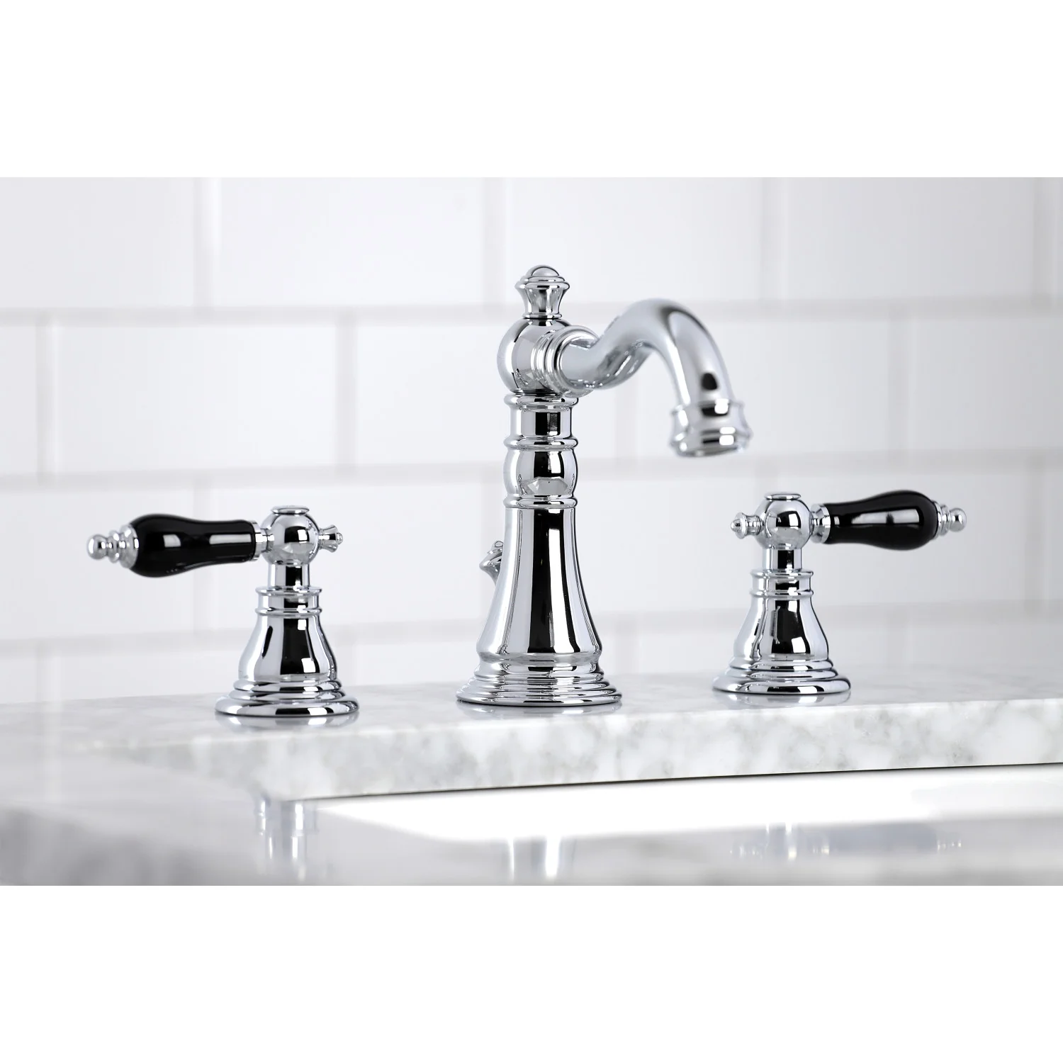 Kingston Heirloom FSC1971AKL - Duchess Two-Handle 3-Hole Deck Mount Widespread Bathroom Faucet with Pop-Up Drain, Polished Chrome - Image 3