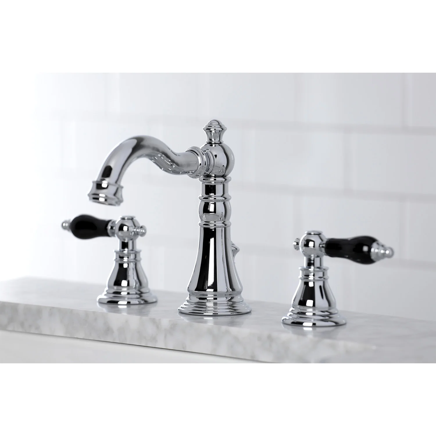 Kingston Heirloom FSC1971AKL - Duchess Two-Handle 3-Hole Deck Mount Widespread Bathroom Faucet with Pop-Up Drain, Polished Chrome - Image 4
