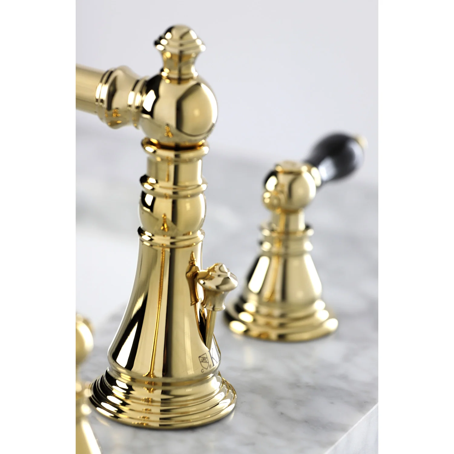 Kingston Heirloom FSC1972AKL - Duchess Two-Handle 3-Hole Deck Mount Widespread Bathroom Faucet with Pop-Up Drain, Polished Brass - Image 6
