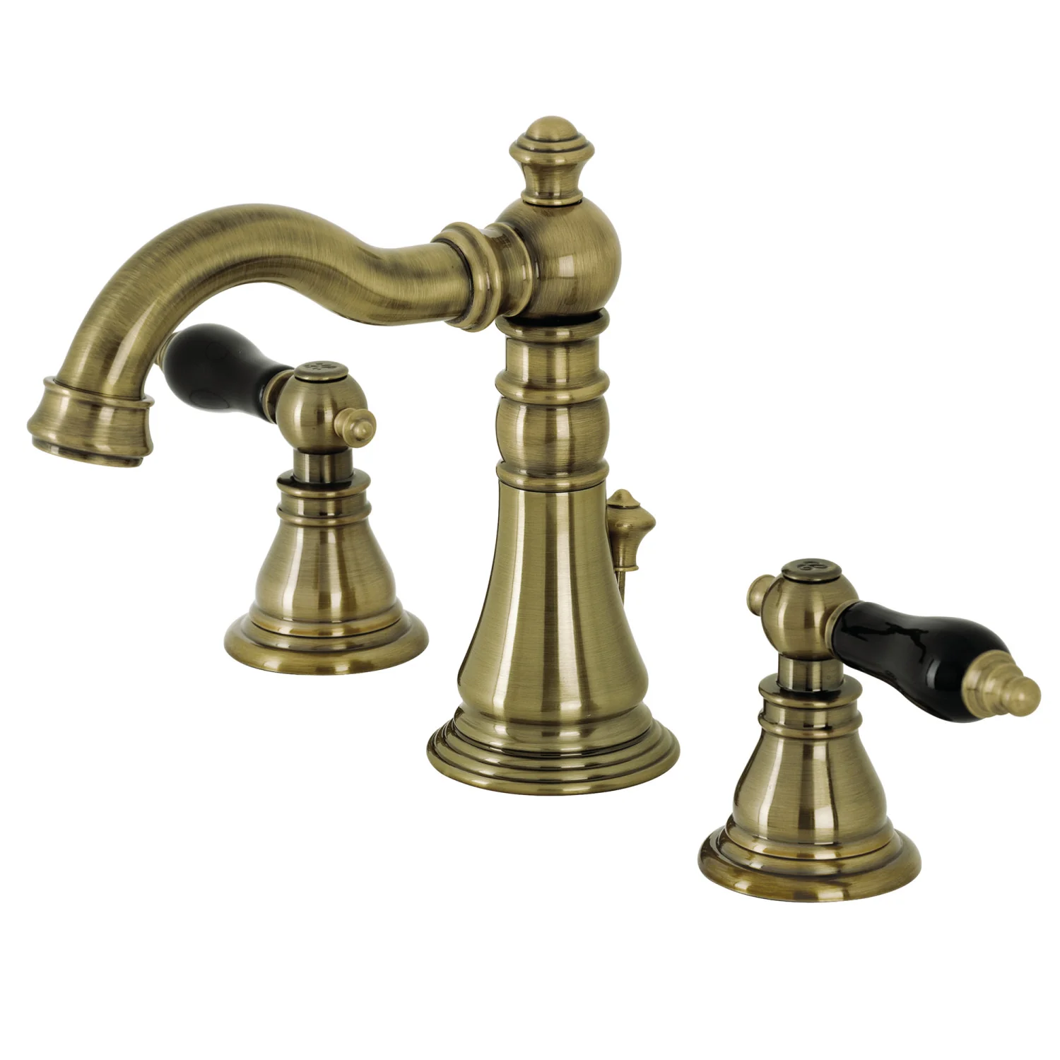 Kingston Heirloom FSC19733AKL - Duchess Two-Handle 3-Hole Deck Mount Widespread Bathroom Faucet with Brass Pop-Up, Antique Brass