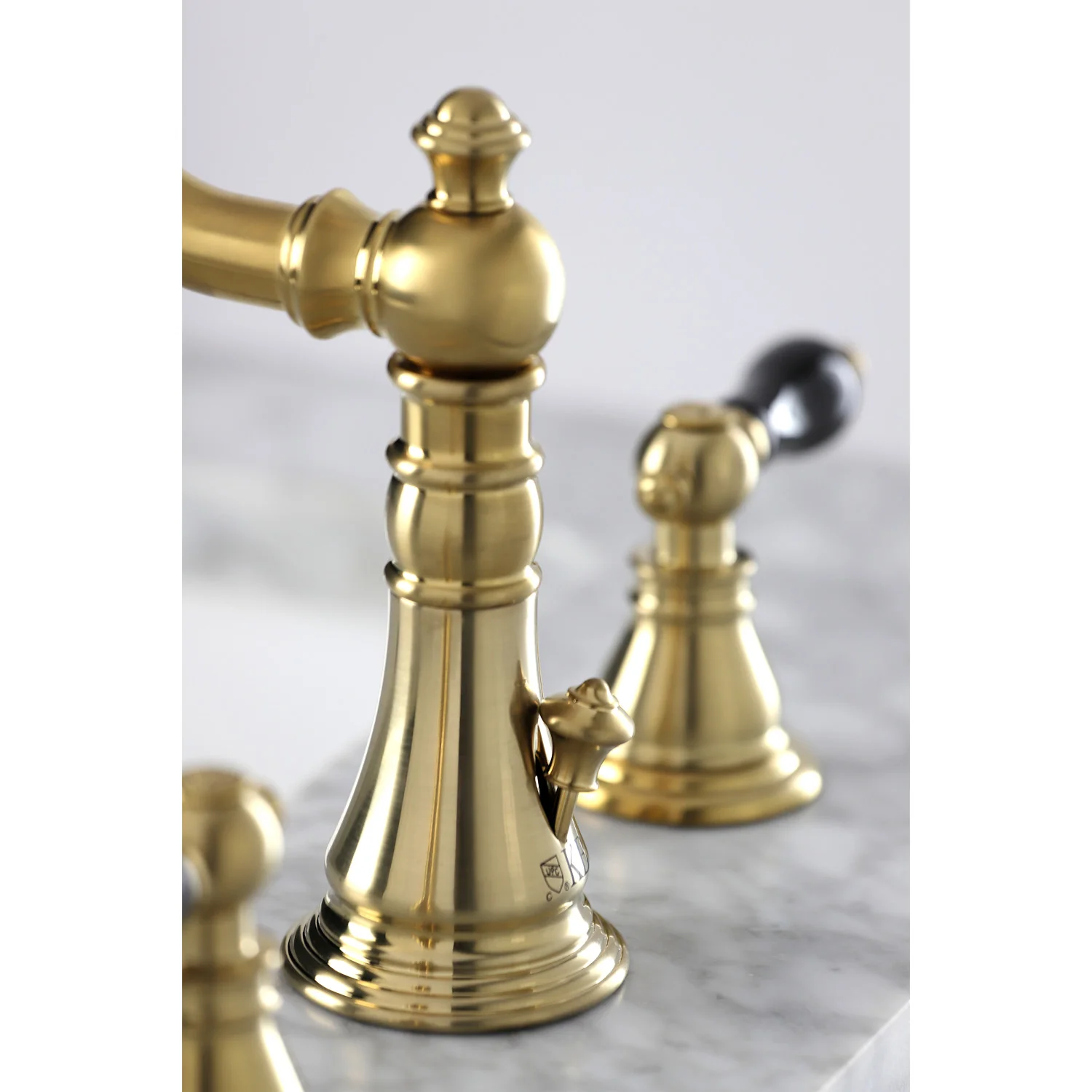 Kingston Heirloom FSC1973AKL - Duchess Two-Handle 3-Hole Deck Mount Widespread Bathroom Faucet with Brass Pop-Up, Brushed Brass - Image 6