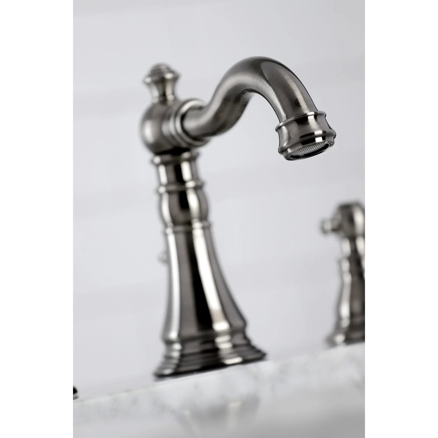 Kingston Heirloom FSC1974AKL - Duchess Two-Handle 3-Hole Deck Mount Widespread Bathroom Faucet with Brass Pop-Up, Black Stainless - Image 5