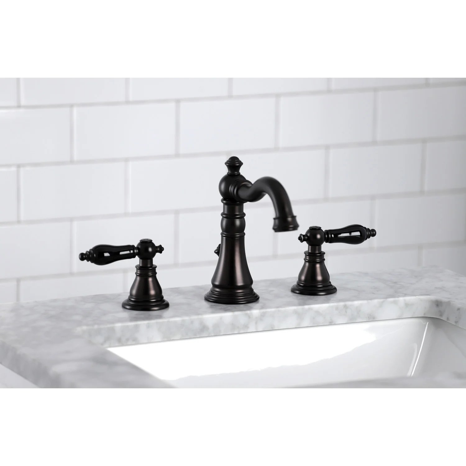 Kingston Heirloom FSC1975AKL - Duchess Two-Handle 3-Hole Deck Mount Widespread Bathroom Faucet with Pop-Up Drain, Oil Rubbed Bronze - Image 2