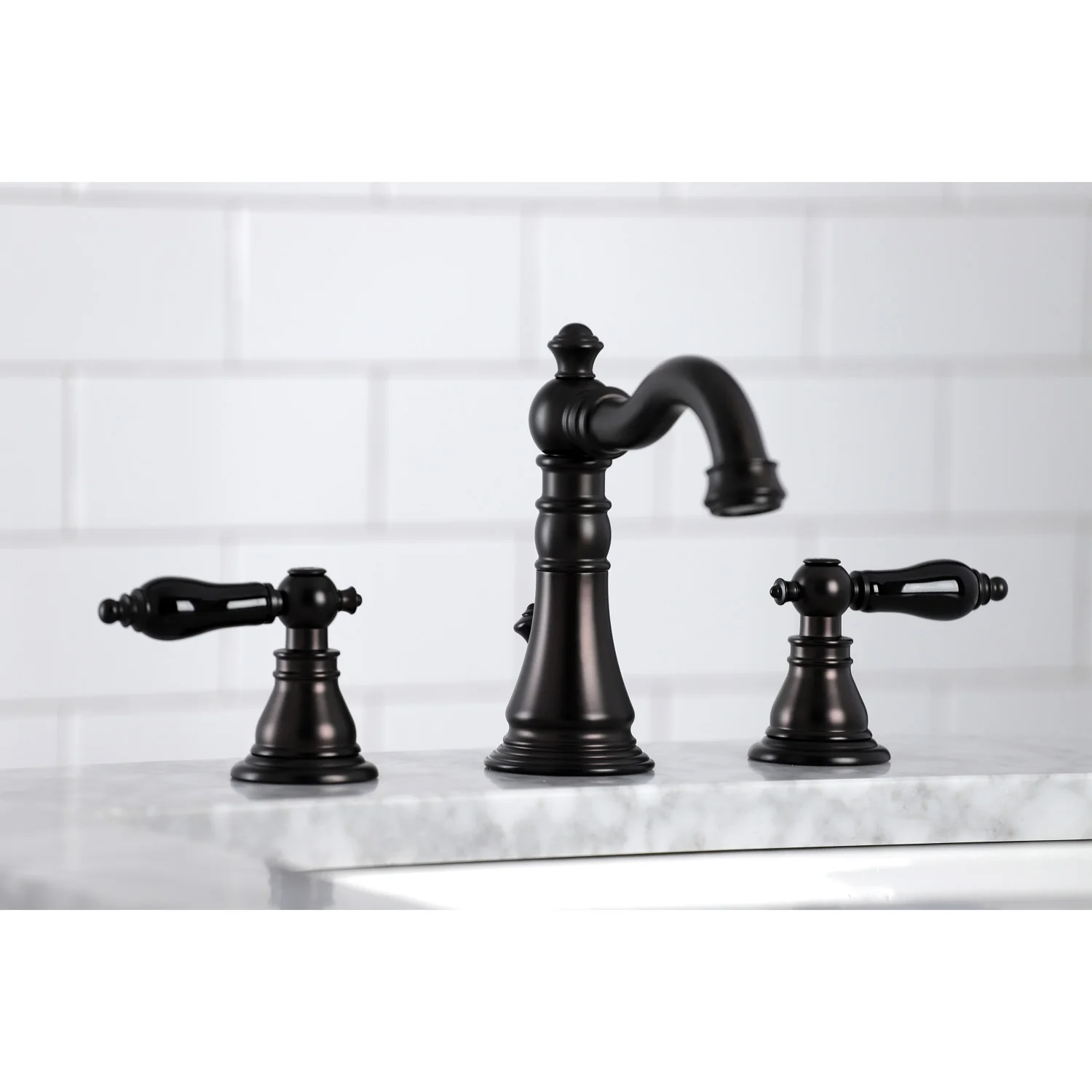 Kingston Heirloom FSC1975AKL - Duchess Two-Handle 3-Hole Deck Mount Widespread Bathroom Faucet with Pop-Up Drain, Oil Rubbed Bronze - Image 3
