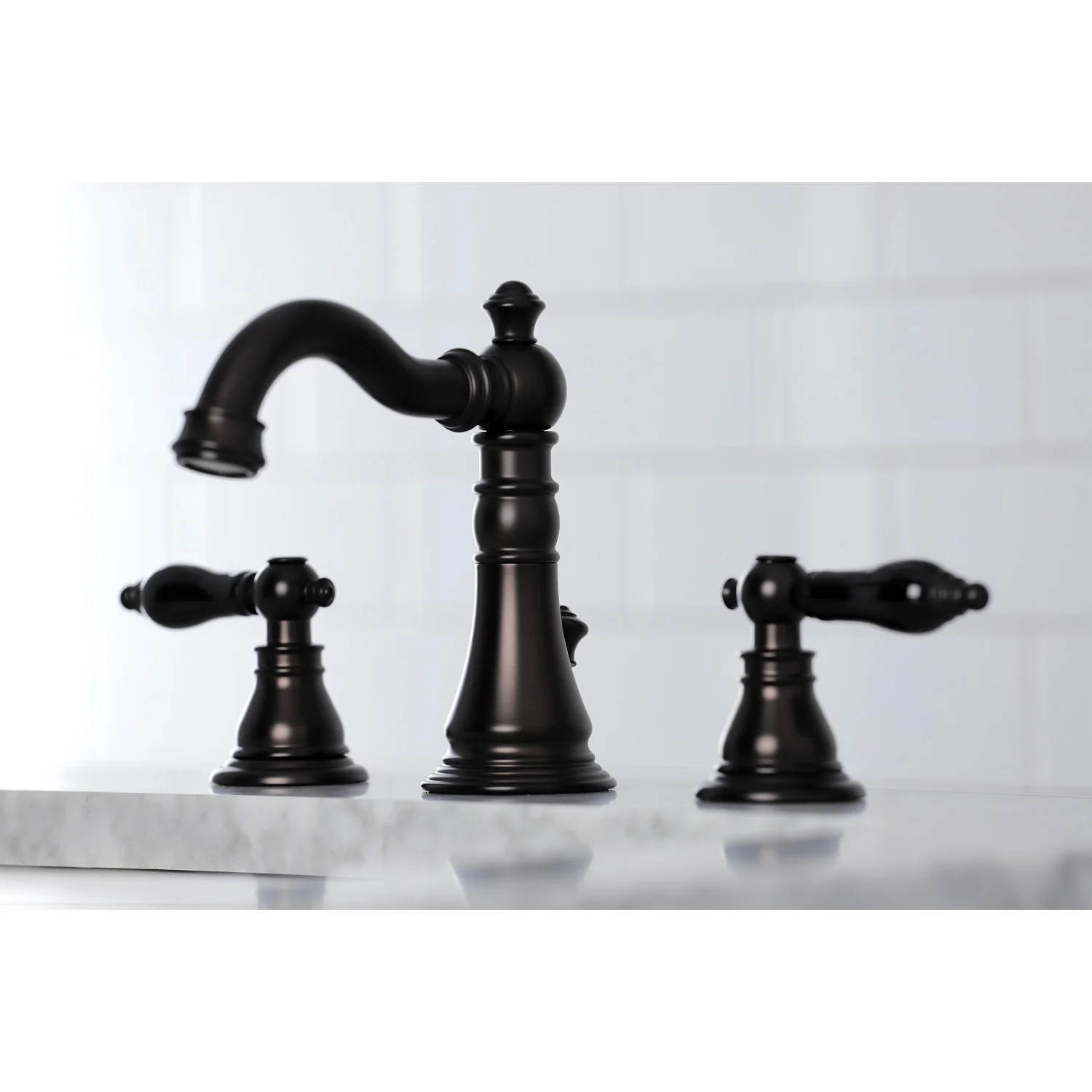 Kingston Heirloom FSC1975AKL - Duchess Two-Handle 3-Hole Deck Mount Widespread Bathroom Faucet with Pop-Up Drain, Oil Rubbed Bronze - Image 4