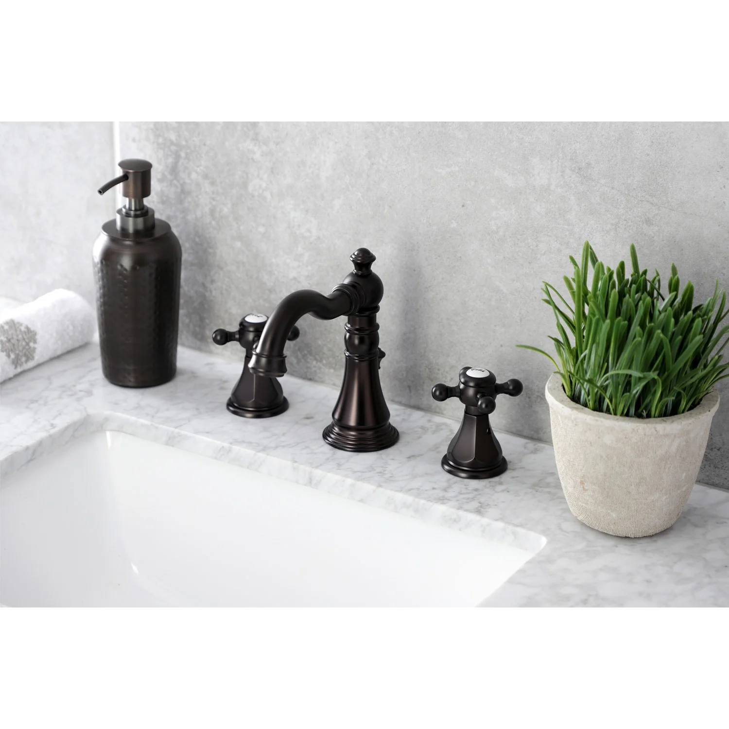 Kingston Heirloom FSC1975BX - Metropolitan Two-Handle 3-Hole Deck Mount Widespread Bathroom Faucet with Pop-Up Drain, Oil Rubbed Bronze - Image 5