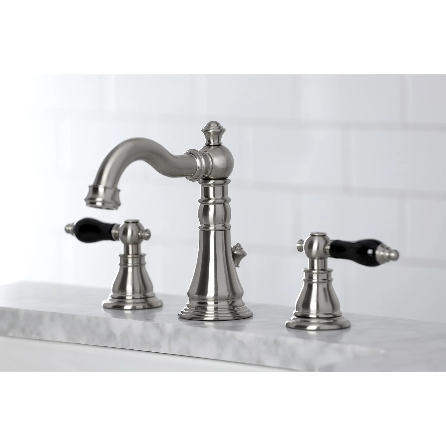 Kingston Heirloom FSC1978AKL - Duchess Two-Handle 3-Hole Deck Mount Widespread Bathroom Faucet with Pop-Up Drain, Brushed Nickel - Image 4