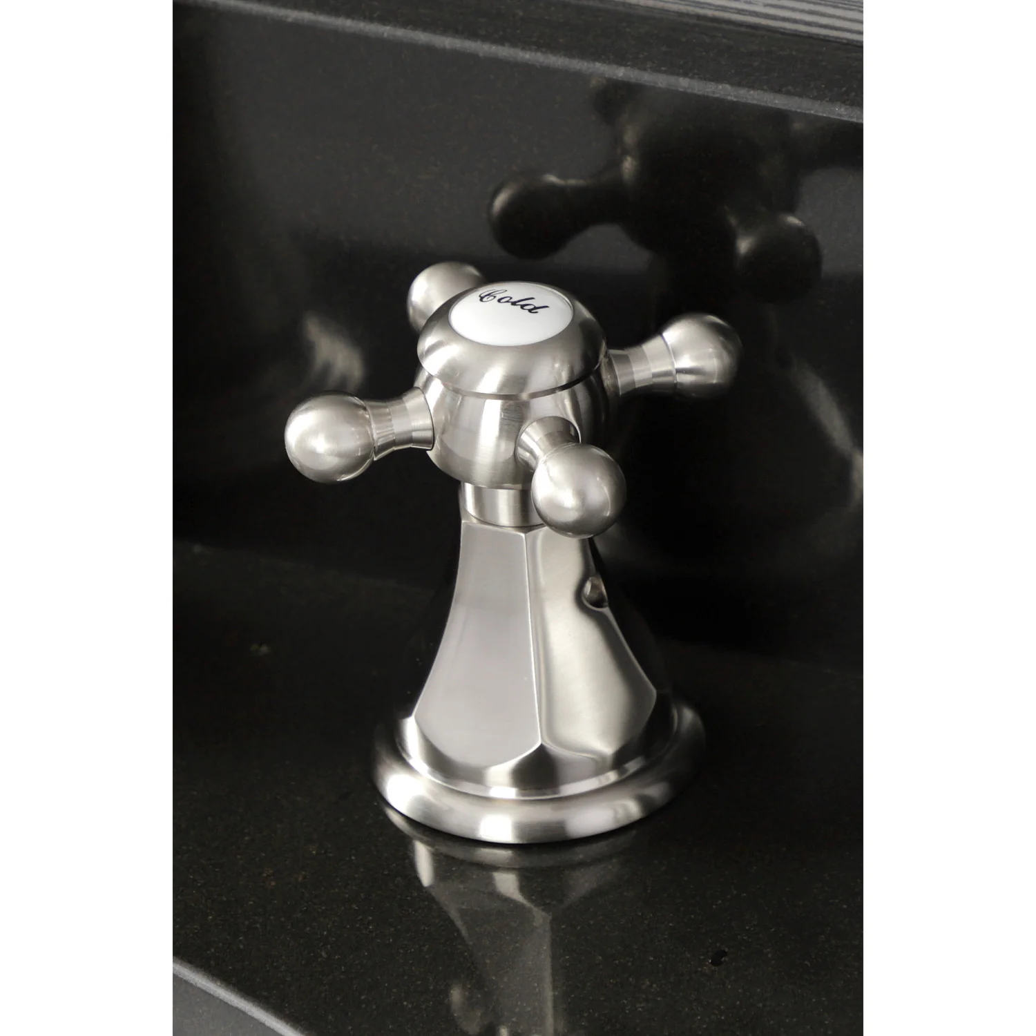 Kingston Heirloom FSC1978BX - Metropolitan Two-Handle 3-Hole Deck Mount Widespread Bathroom Faucet with Pop-Up Drain, Brushed Nickel - Image 3