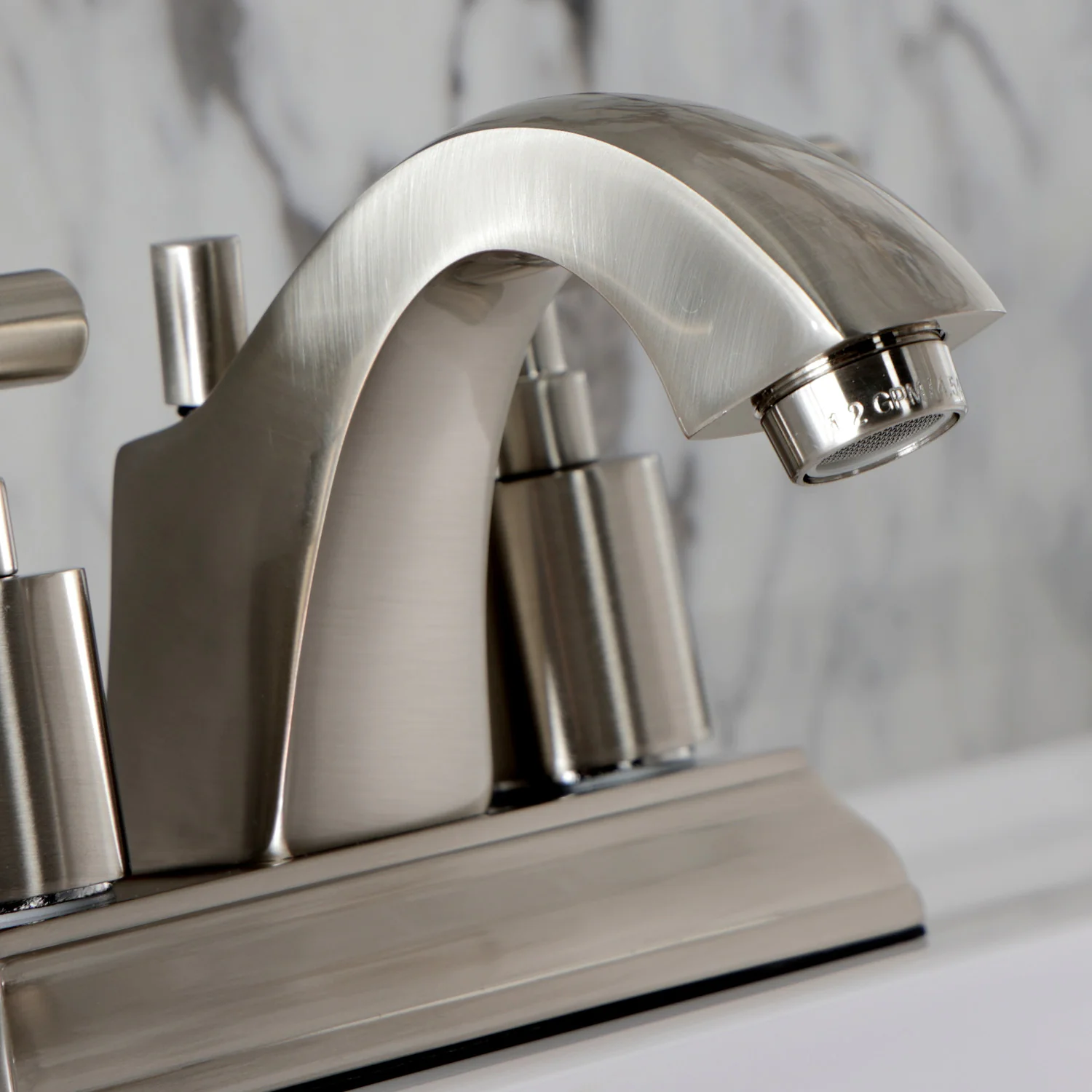Kingston Tulare FSC4648CML - Manhattan Double-Handle 3-Hole Deck Mount 4-Inch Centerset Bathroom Faucet with Pop-Up Drain, Brushed Nickel - Image 6