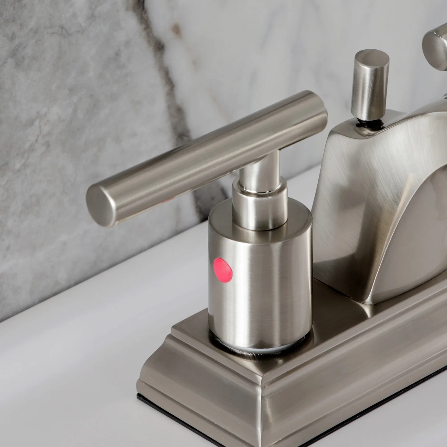 Kingston Tulare FSC4648CML - Manhattan Double-Handle 3-Hole Deck Mount 4-Inch Centerset Bathroom Faucet with Pop-Up Drain, Brushed Nickel - Image 7