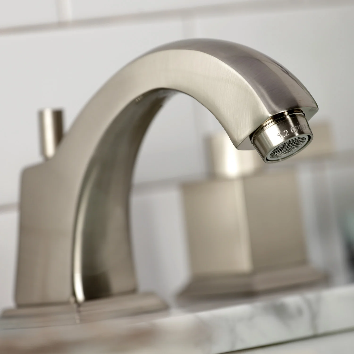 Kingston Meridian FSC4688NQL Two-Handle 3-Hole Deck Mount Widespread Bathroom Faucet with Pop-Up Drain, Brushed Nickel - Image 5