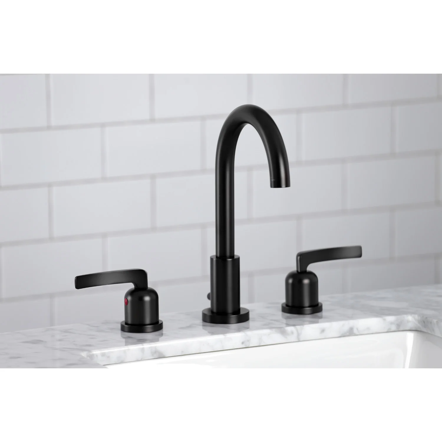 Kingston Sona FSC8920EFL - Centurion Two-Handle 3-Hole Deck Mount Widespread Bathroom Faucet with Brass Pop-Up, Matte Black - Image 2