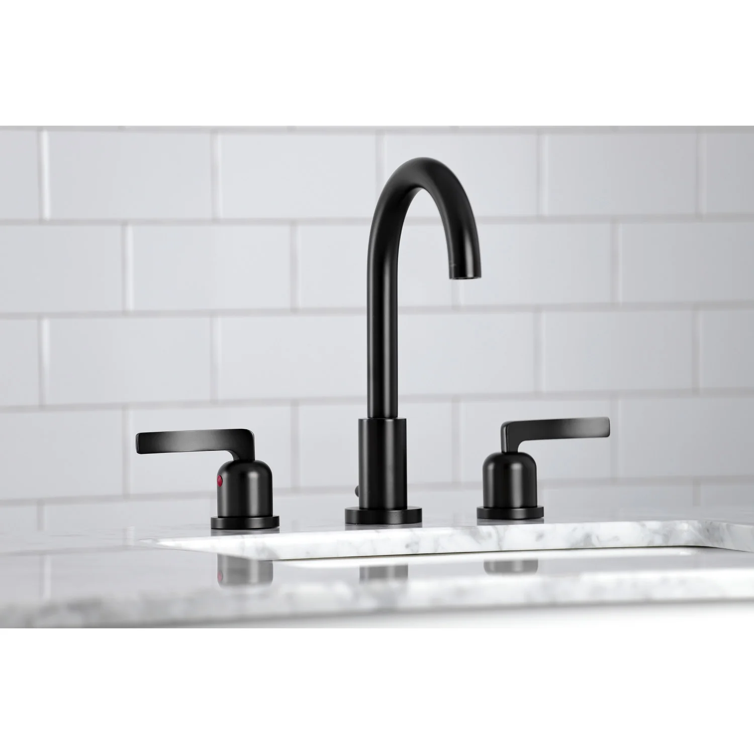 Kingston Sona FSC8920EFL - Centurion Two-Handle 3-Hole Deck Mount Widespread Bathroom Faucet with Brass Pop-Up, Matte Black - Image 3