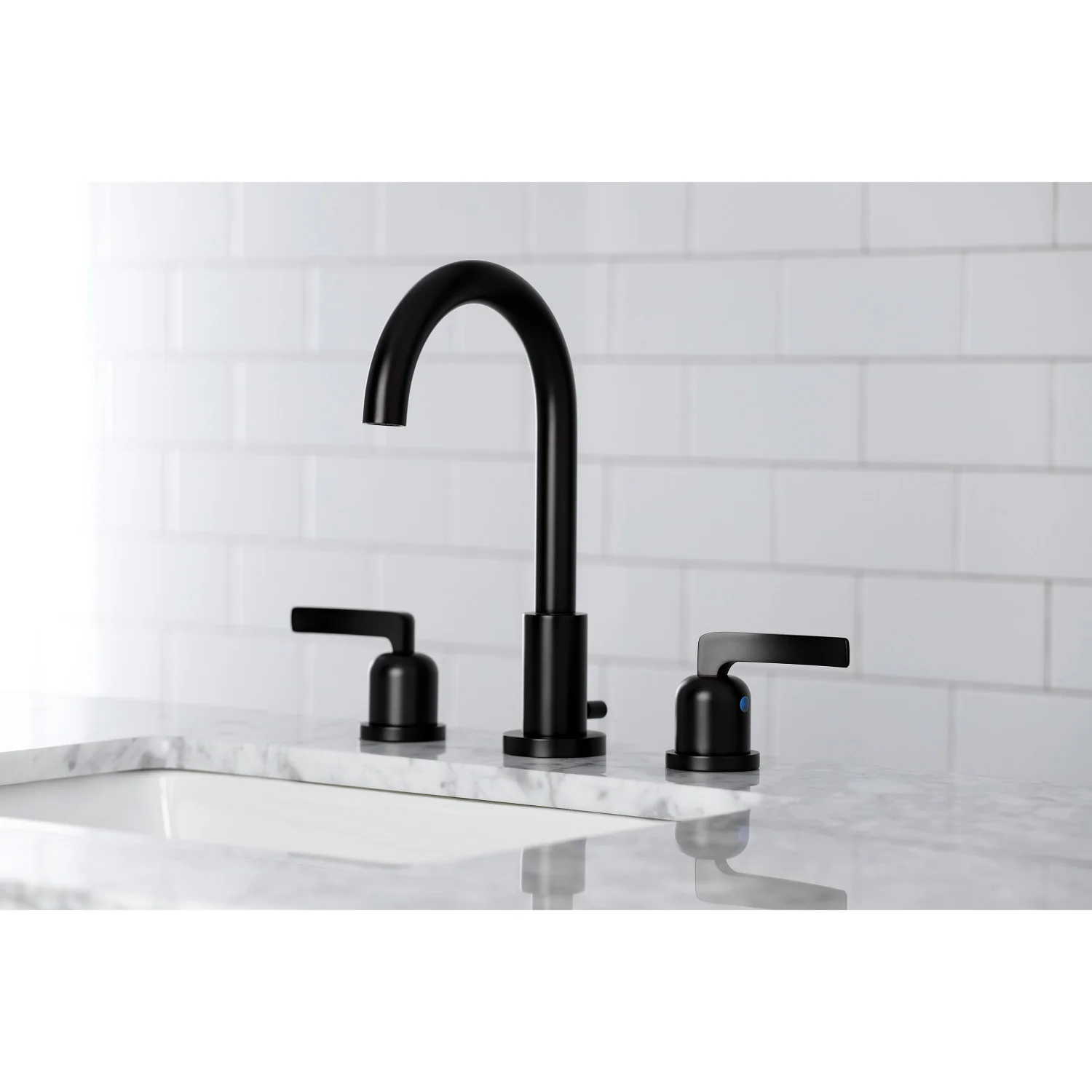 Kingston Sona FSC8920EFL - Centurion Two-Handle 3-Hole Deck Mount Widespread Bathroom Faucet with Brass Pop-Up, Matte Black - Image 4