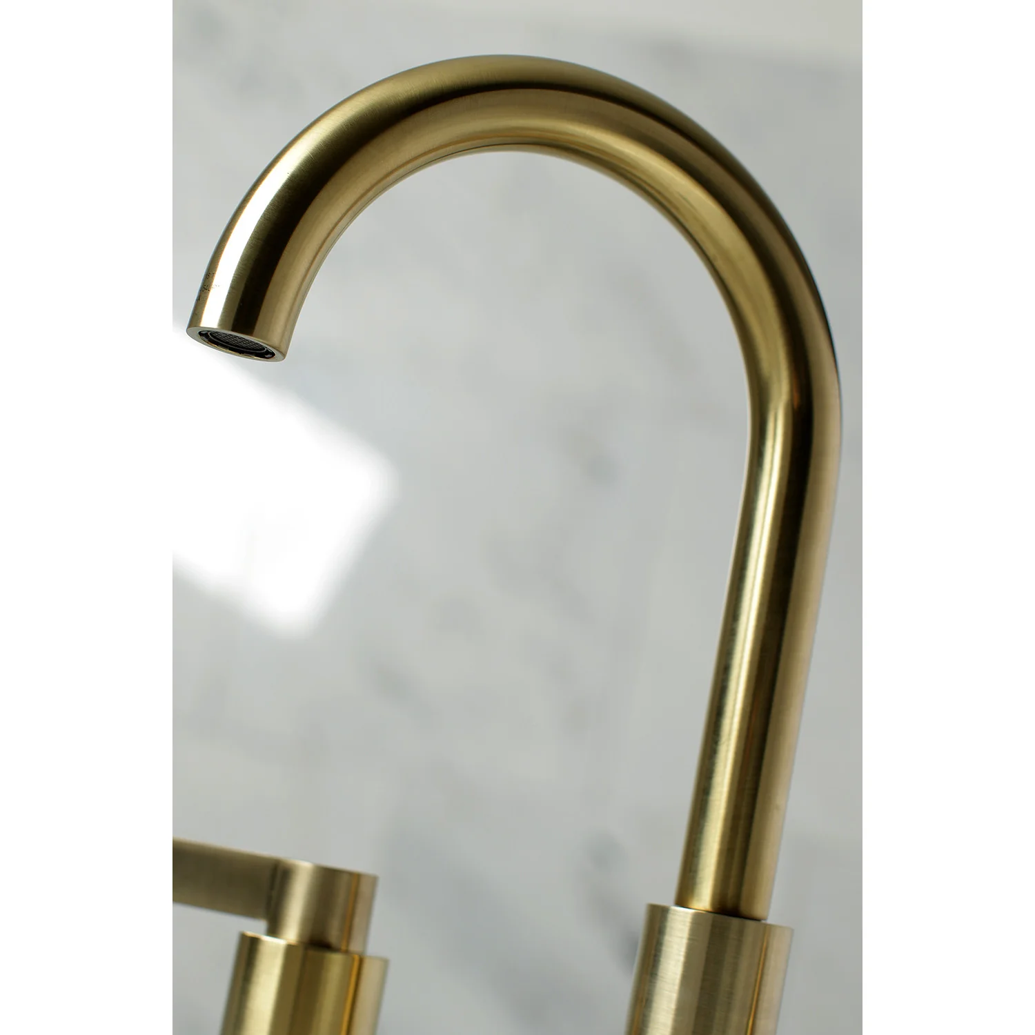 Kingston Sona FSC8923NDL - NuvoFusion Two-Handle 3-Hole Deck Mount Widespread Bathroom Faucet with Brass Pop-Up, Brushed Brass - Image 3