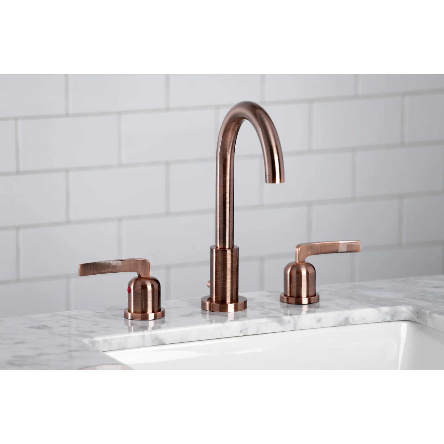 Kingston Sona FSC892EFLAC - Centurion Two-Handle 3-Hole Deck Mount Widespread Bathroom Faucet with Brass Pop-Up, Antique Copper - Image 2