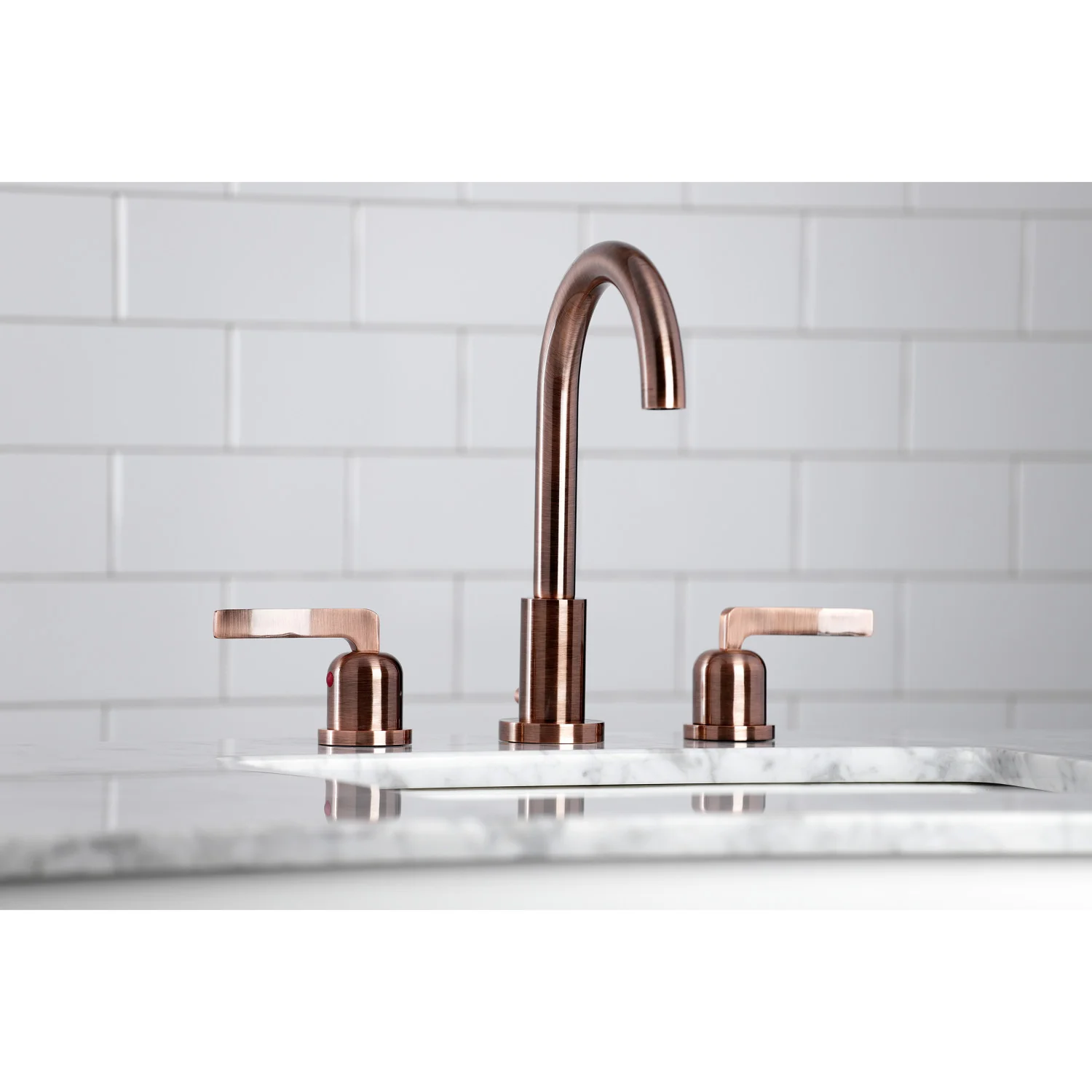 Kingston Sona FSC892EFLAC - Centurion Two-Handle 3-Hole Deck Mount Widespread Bathroom Faucet with Brass Pop-Up, Antique Copper - Image 3