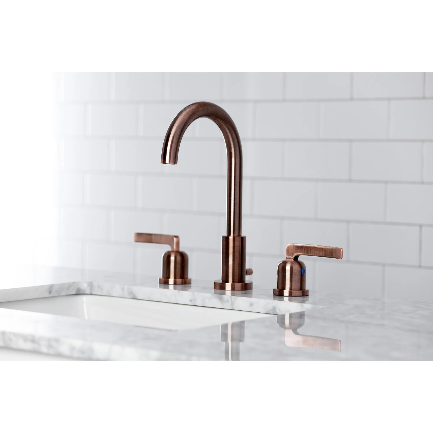 Kingston Sona FSC892EFLAC - Centurion Two-Handle 3-Hole Deck Mount Widespread Bathroom Faucet with Brass Pop-Up, Antique Copper - Image 4
