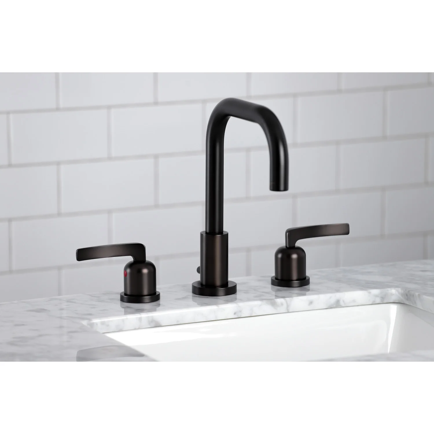 Kingston Sona FSC8935EFL - Centurion Two-Handle 3-Hole Deck Mount Widespread Bathroom Faucet with Brass Pop-Up, Oil Rubbed Bronze - Image 2