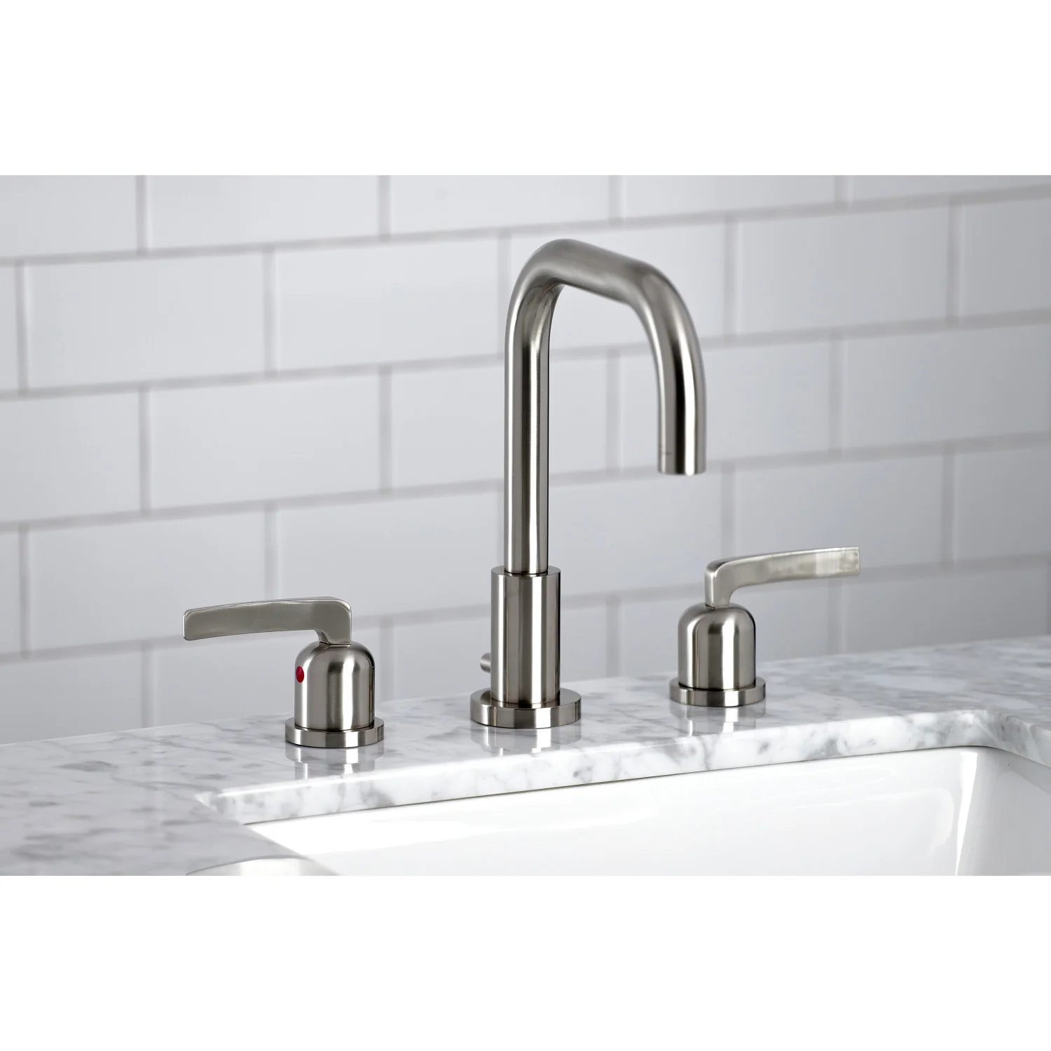 Kingston Sona FSC8938EFL - Centurion Two-Handle 3-Hole Deck Mount Widespread Bathroom Faucet with Brass Pop-Up, Brushed Nickel - Image 2