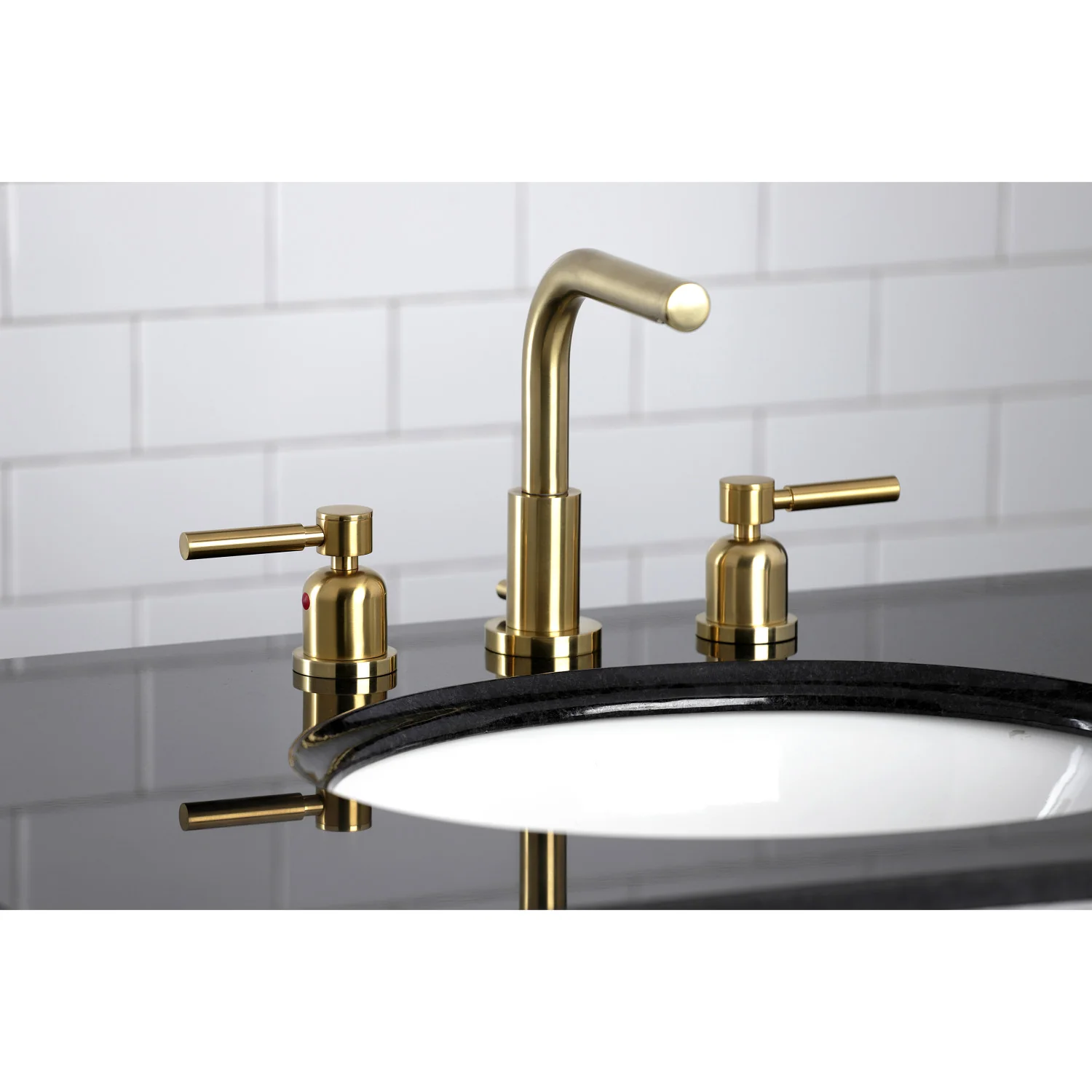 Kingston Sona FSC8953DL - Concord Two-Handle 3-Hole Deck Mount Widespread Bathroom Faucet with Brass Pop-Up, Brushed Brass - Image 2