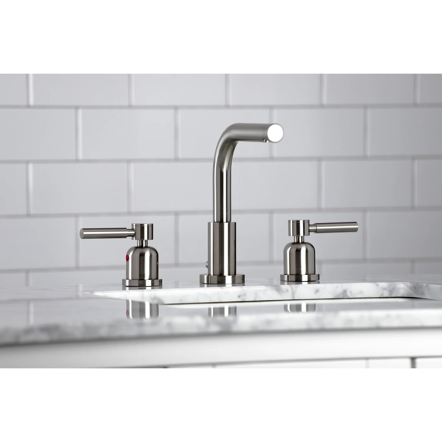 Kingston Sona FSC8958DL - Concord Two-Handle 3-Hole Deck Mount Widespread Bathroom Faucet with Brass Pop-Up, Brushed Nickel - Image 3
