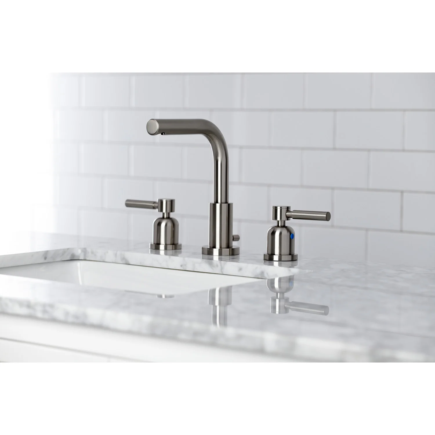 Kingston Sona FSC8958DL - Concord Two-Handle 3-Hole Deck Mount Widespread Bathroom Faucet with Brass Pop-Up, Brushed Nickel - Image 4
