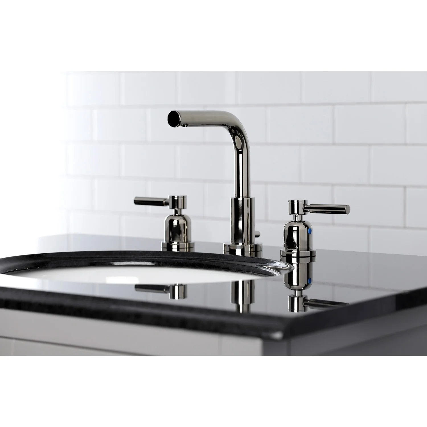 Kingston Sona FSC8959DL - Concord Two-Handle 3-Hole Deck Mount Widespread Bathroom Faucet with Brass Pop-Up, Polished Nickel - Image 3
