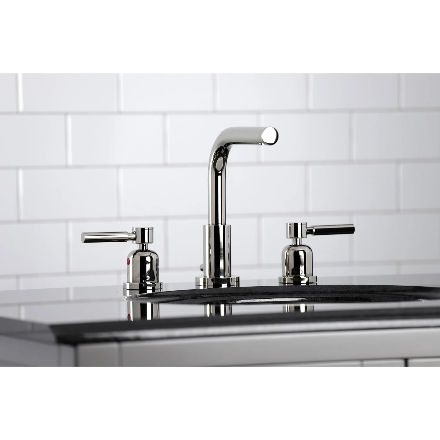 Kingston Sona FSC8959DL - Concord Two-Handle 3-Hole Deck Mount Widespread Bathroom Faucet with Brass Pop-Up, Polished Nickel - Image 4