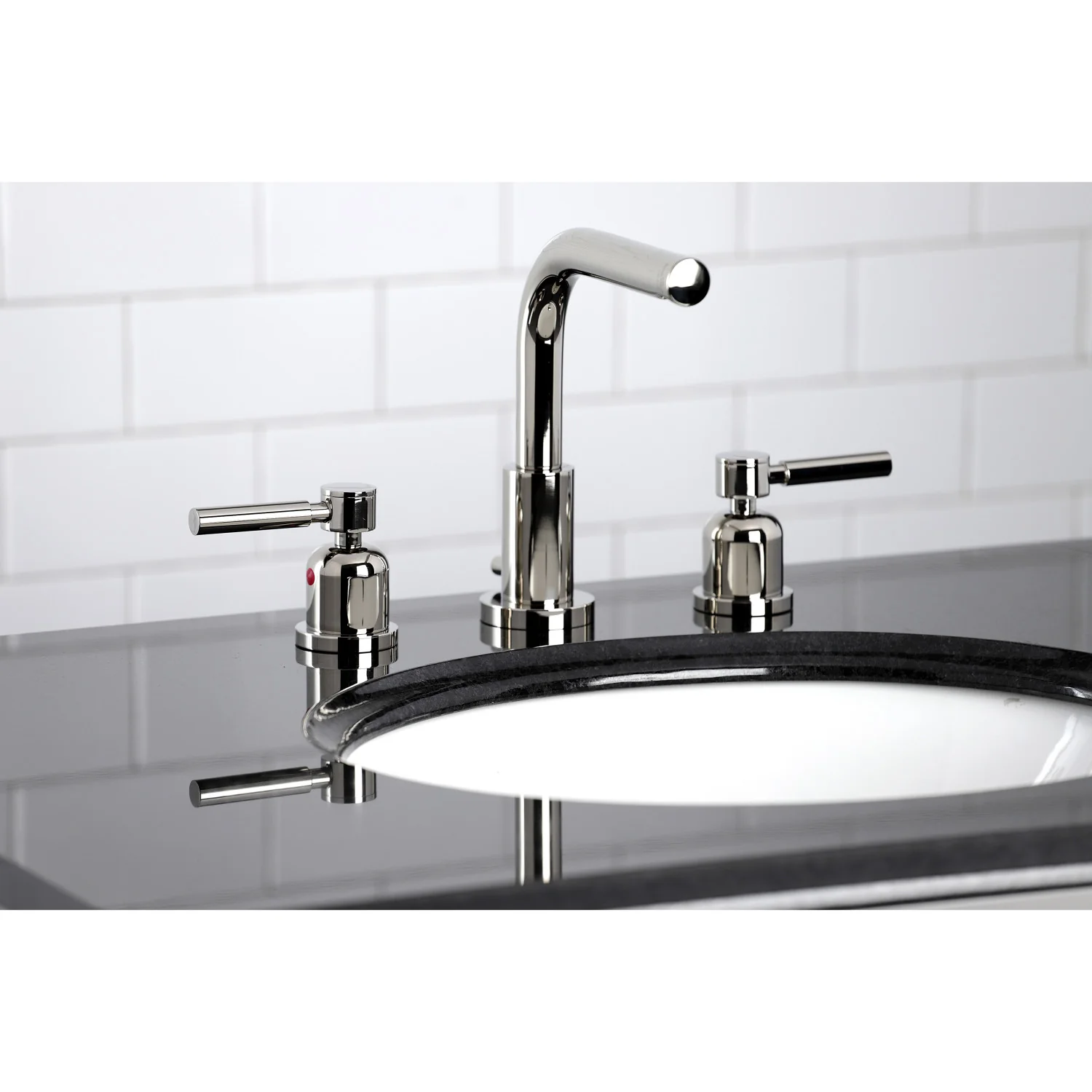 Kingston Sona FSC8959DL - Concord Two-Handle 3-Hole Deck Mount Widespread Bathroom Faucet with Brass Pop-Up, Polished Nickel - Image 5