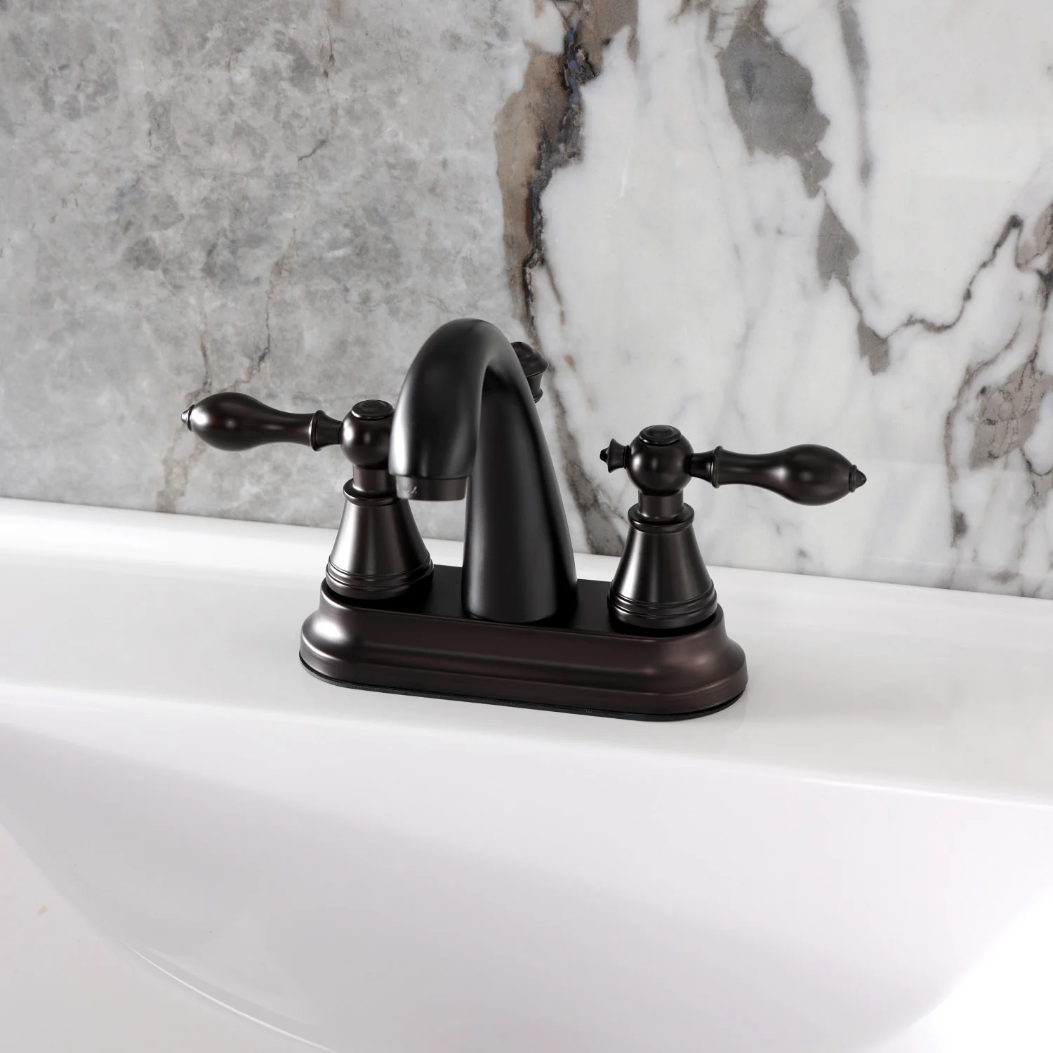 Kingston English Classic FSY7615AL Double-Handle 3-Hole Deck Mount 4-Inch Centerset Bathroom Faucet with Pop-Up Drain, Oil Rubbed Bronze - Image 2