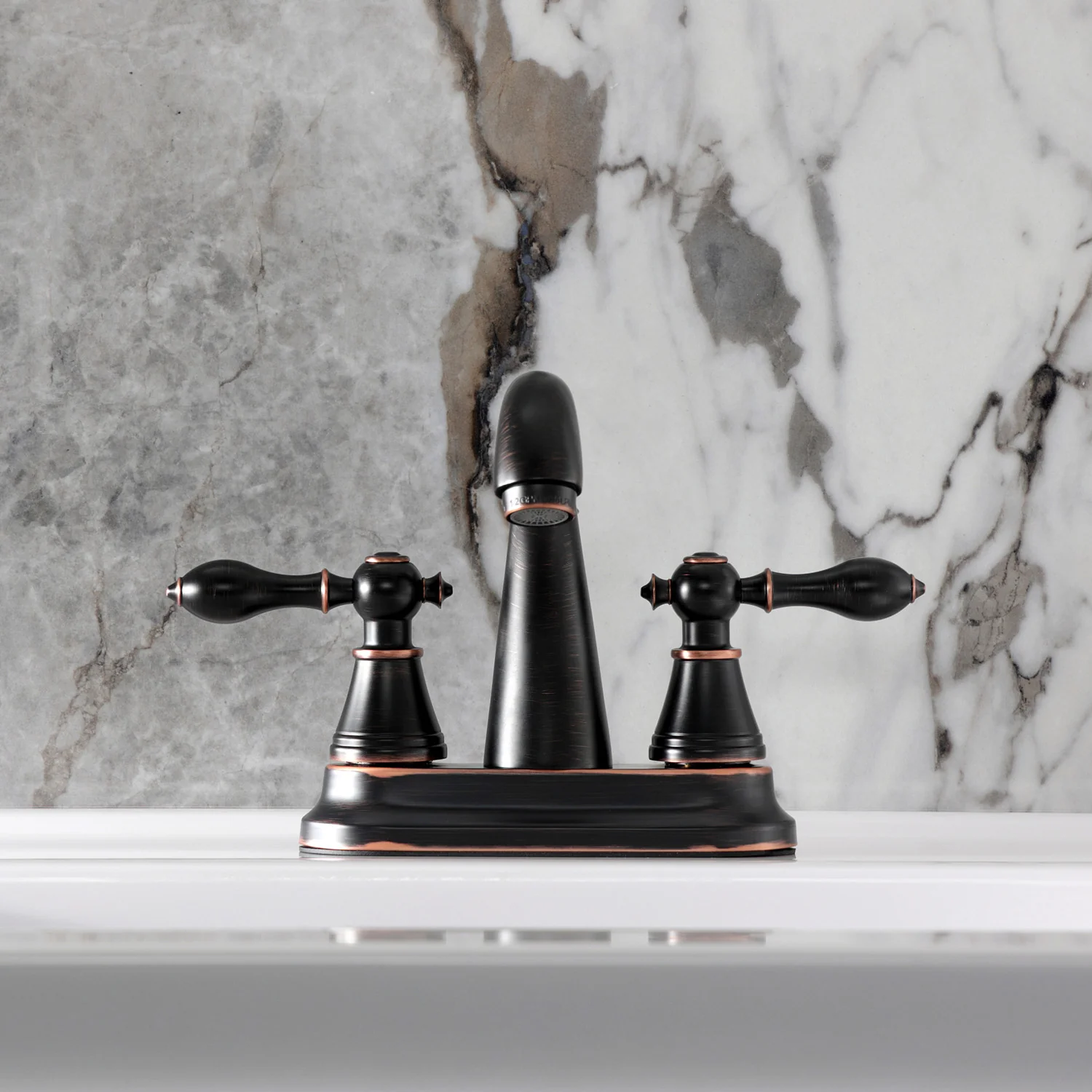 Kingston English Classic FSY7616AL Double-Handle 3-Hole Deck Mount 4-Inch Centerset Bathroom Faucet with Pop-Up Drain, Naples Bronze - Image 3
