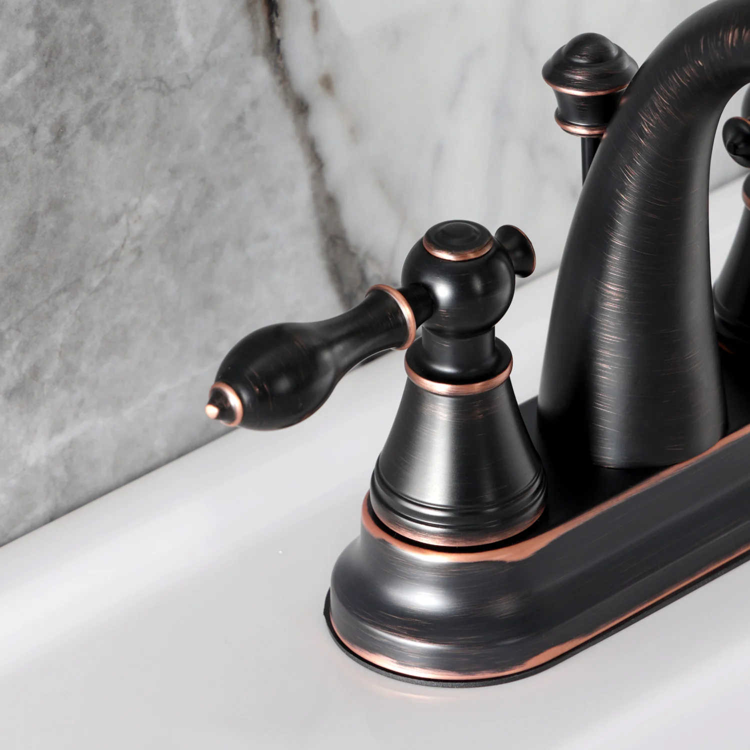 Kingston English Classic FSY7616AL Double-Handle 3-Hole Deck Mount 4-Inch Centerset Bathroom Faucet with Pop-Up Drain, Naples Bronze - Image 7