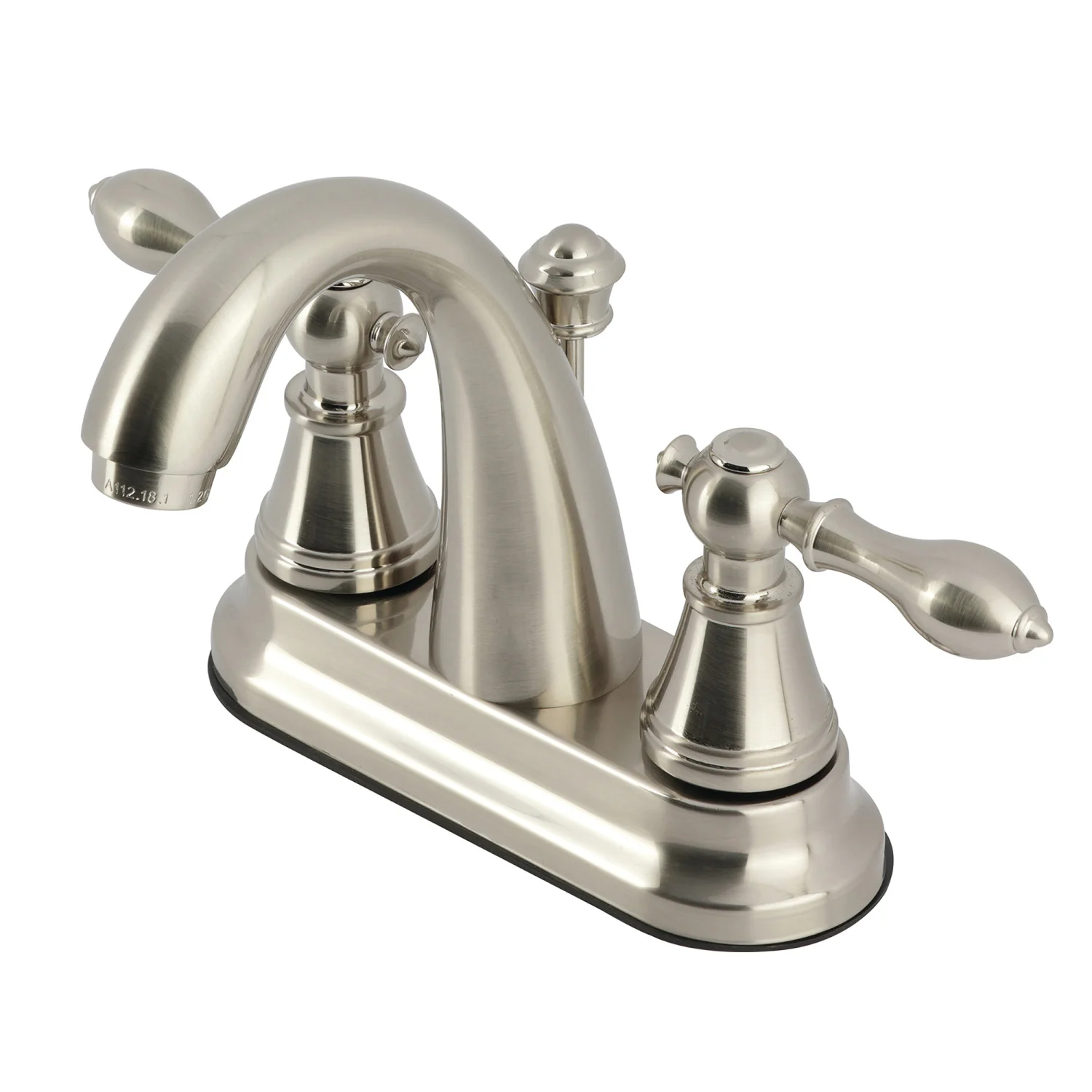 Kingston English Classic FSY7618AL Double-Handle 3-Hole Deck Mount 4-Inch Centerset Bathroom Faucet with Pop-Up Drain, Brushed Nickel