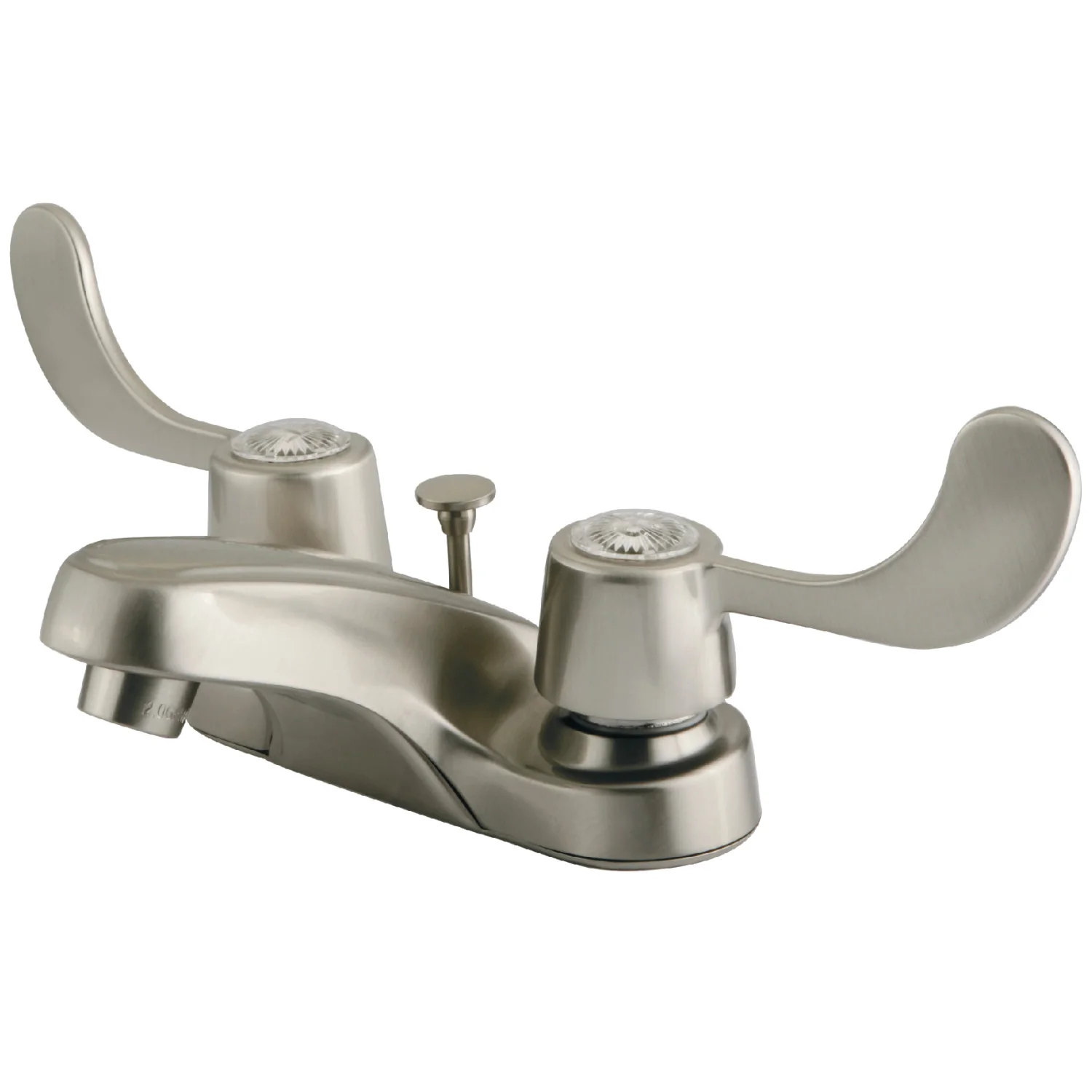 Kingston Tulare GKB188B - Vista Double-Handle 3-Hole Deck Mount 4-Inch Centerset Bathroom Faucet with Brass Pop-Up, Brushed Nickel
