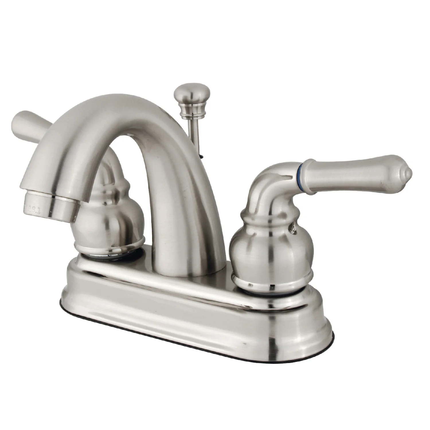 Kingston Heirloom GKB5618NML - Naples Double-Handle 3-Hole Deck Mount 4-Inch Centerset Bathroom Faucet with Pop-Up Drain, Brushed Nickel