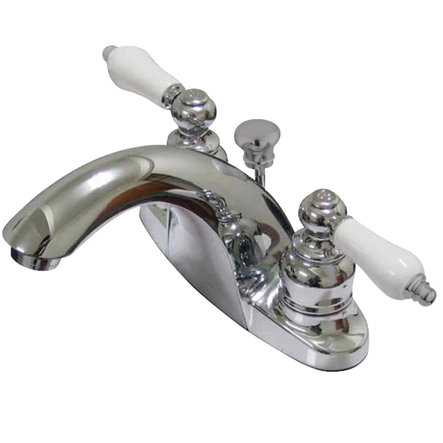 Kingston Heirloom GKB7641PL - English Country Double-Handle 3-Hole Deck Mount 4-Inch Centerset Bathroom Faucet with Pop-Up Drain, Polished Chrome