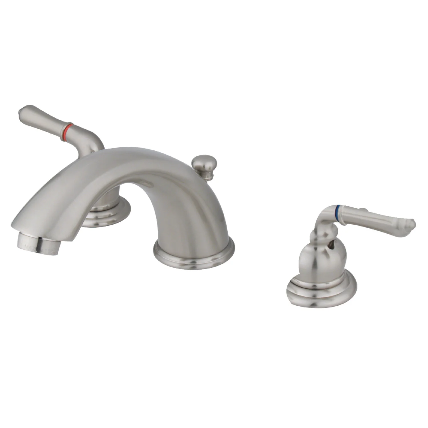 Kingston Tulare GKB968 - Magellan Two-Handle 3-Hole Deck Mount Widespread Bathroom Faucet with Pop-Up Drain, Brushed Nickel