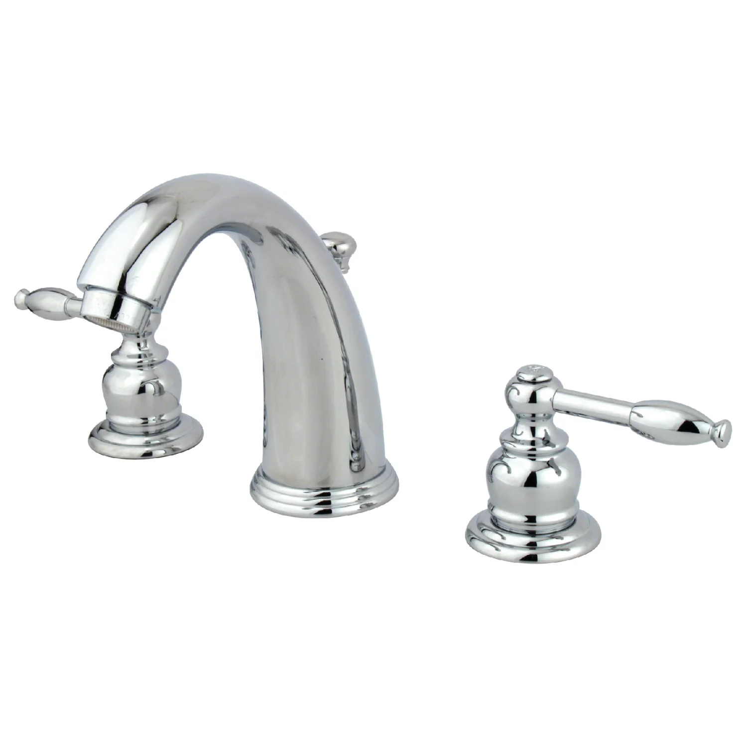 Kingston Heirloom GKB981KL - Knight Two-Handle 3-Hole Deck Mount Widespread Bathroom Faucet with Pop-Up Drain, Polished Chrome