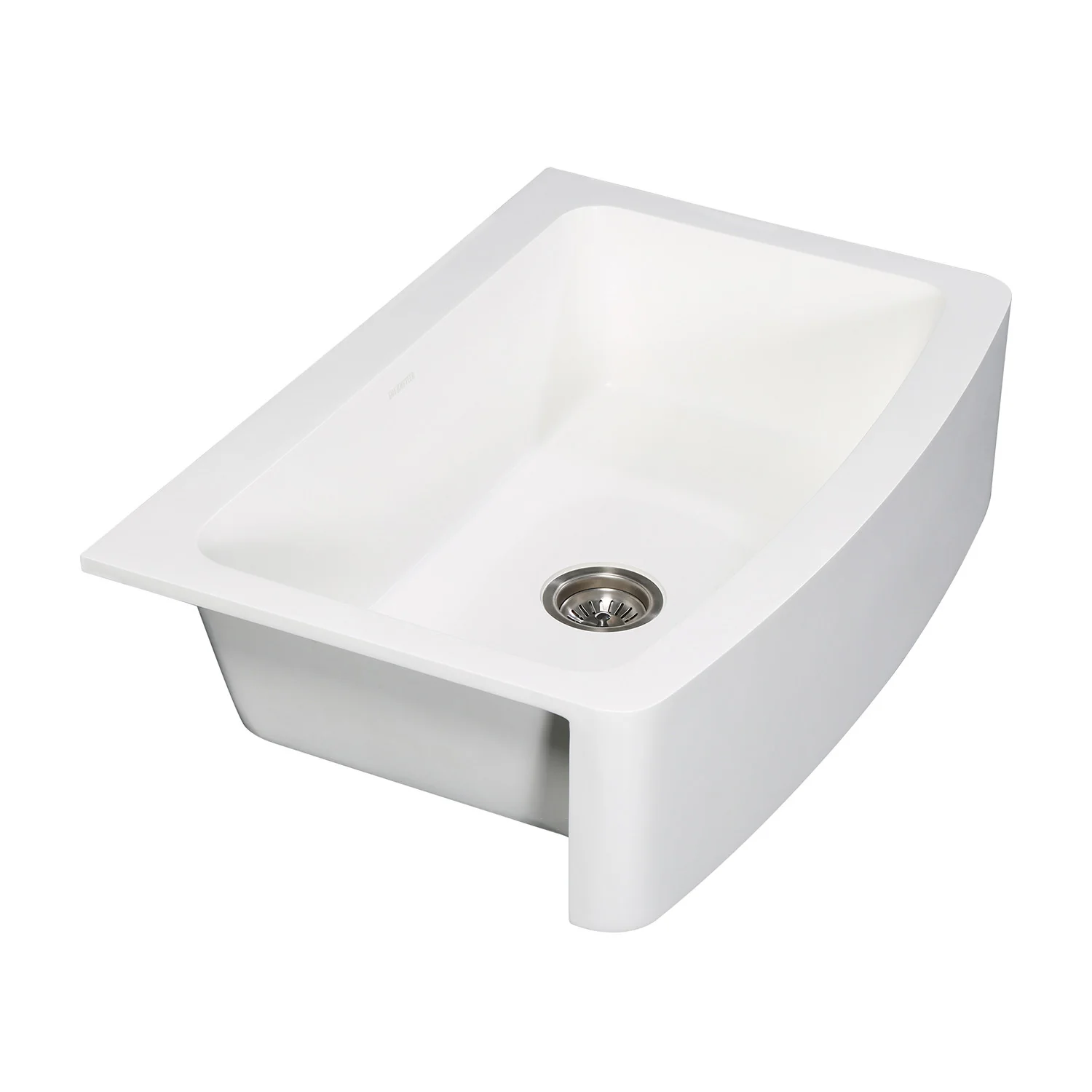 Kingston Tulare GKFA33229 - Arcticstone 33-Inch Solid Surface White Stone Apron-Front Single Bowl Farmhouse Kitchen Sink with Strainer, Matte White - Image 8