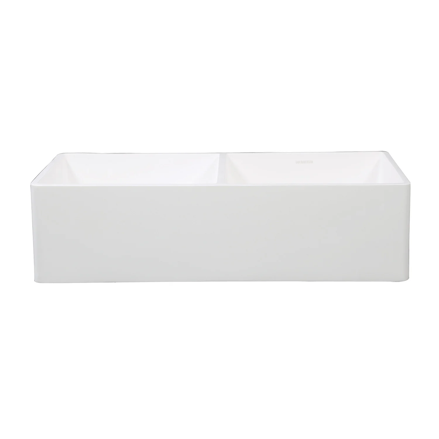 Kingston Arcticstone GKFA361810SQD 36-Inch Solid Surface White Stone Apron-Front Double Bowl Farmhouse Kitchen Sink with Strainers x 2, Matte White - Image 8