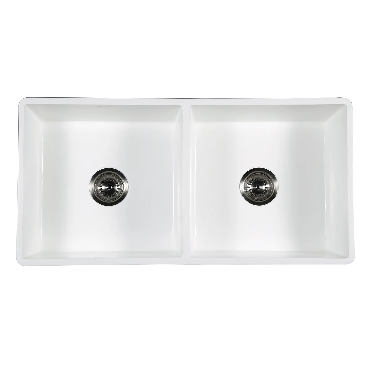 Kingston Arcticstone GKFA361810SQD 36-Inch Solid Surface White Stone Apron-Front Double Bowl Farmhouse Kitchen Sink with Strainers x 2, Matte White - Image 9