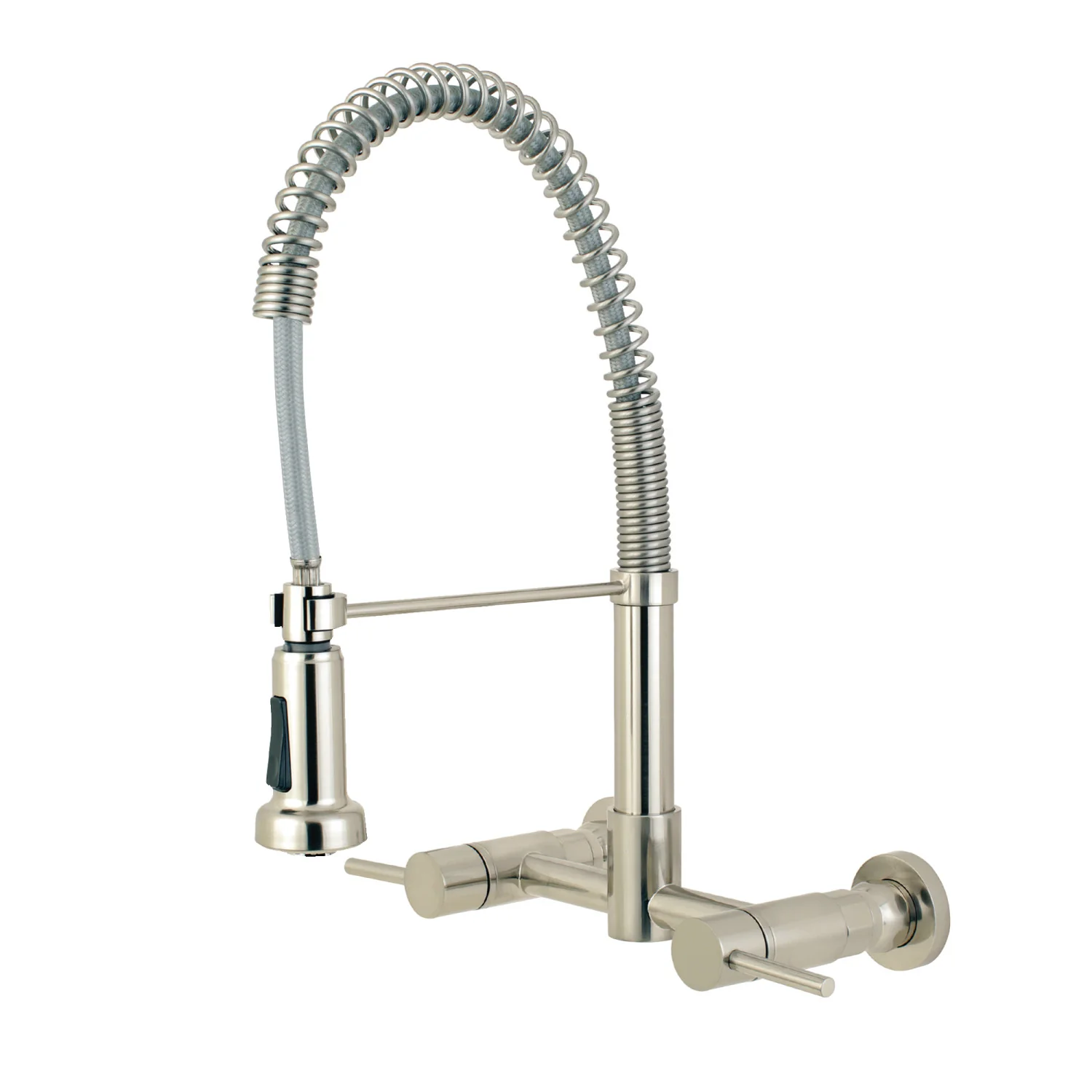 Kingston Sona GS8188DL - Concord Double-Handle 2-Hole Wall-Mount Pre-Rinse Bridge Kitchen Faucet, Brushed Nickel