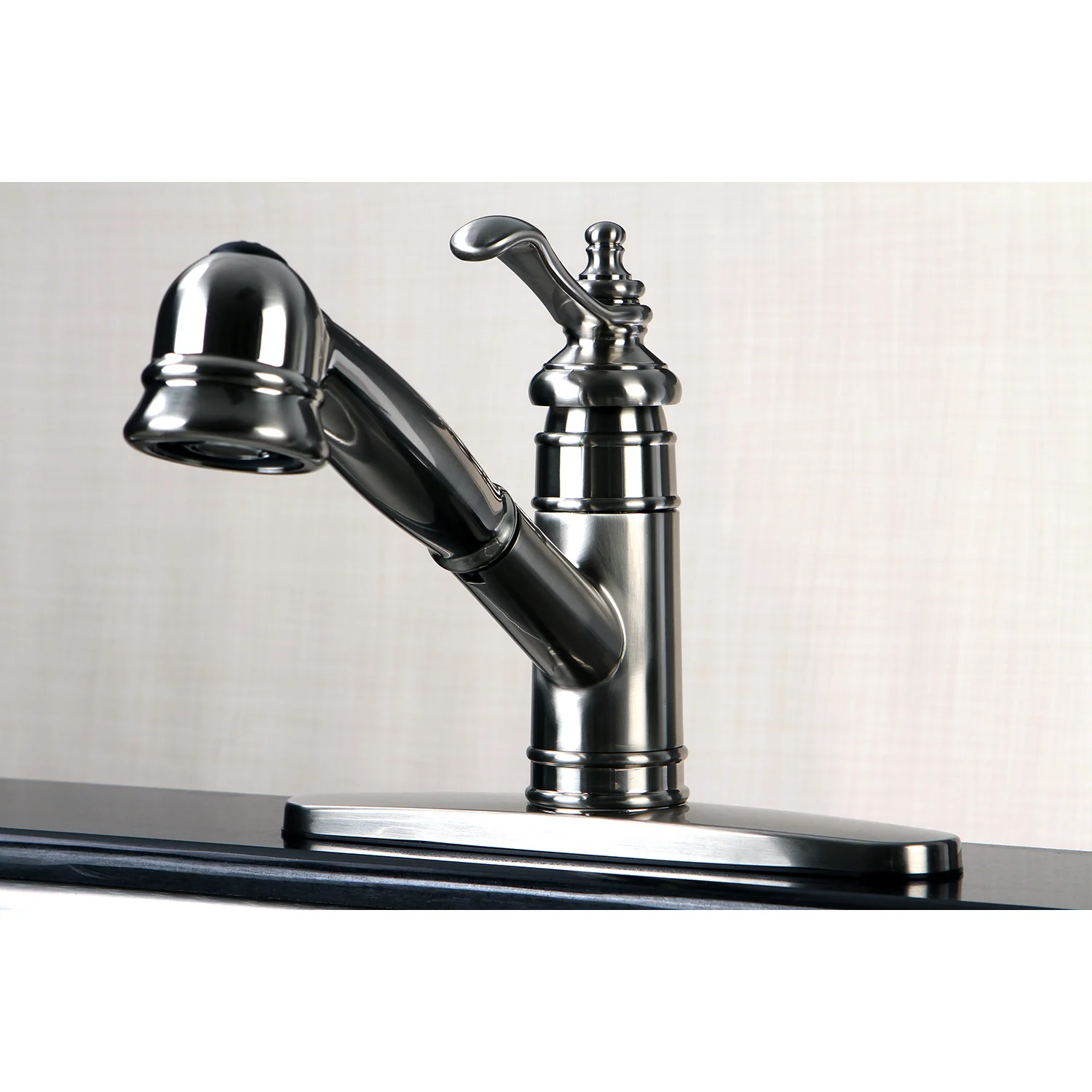 Kingston Heirloom GSC7578TL - Templeton Single-Handle 1-or-3 Hole Deck Mount Pull-Out Sprayer Kitchen Faucet, Brushed Nickel - Image 3