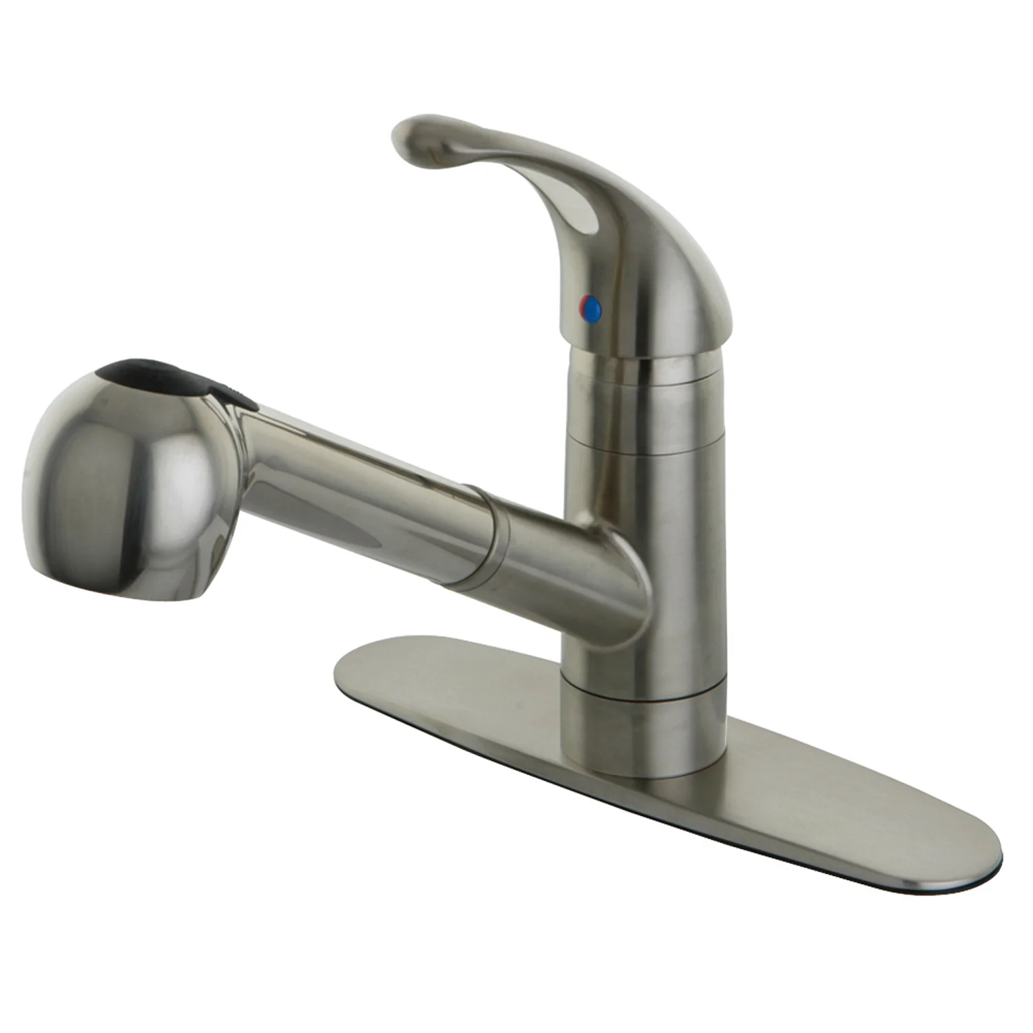 Kingston Tulare GSC888NCLSP - Century Single-Handle 1-or-3 Hole Deck Mount Pull-Out Sprayer Kitchen Faucet, Brushed Nickel